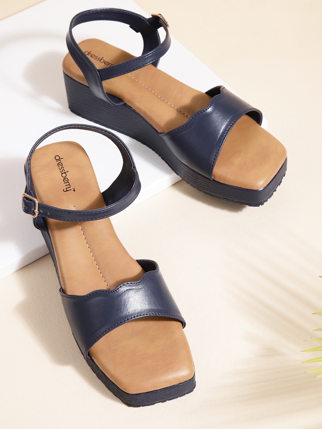 

DressBerry Women Solid Open Toe Wedges, Blue