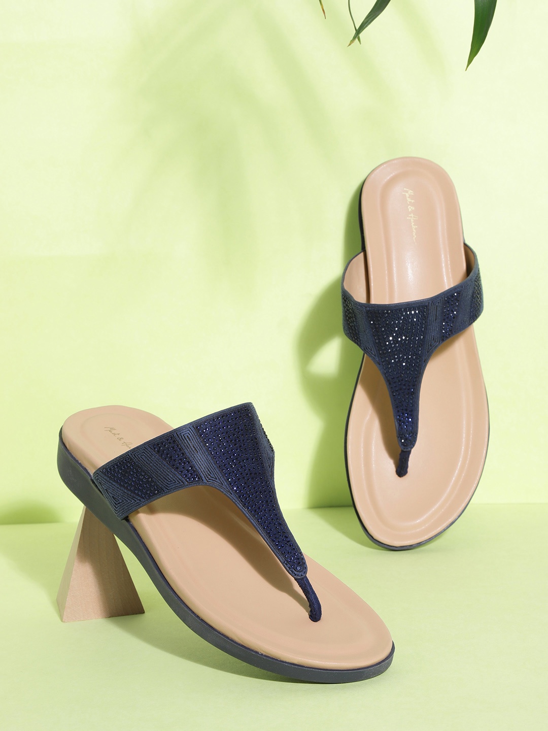 

Mast & Harbour Embellished Comfort Sandals, Navy blue