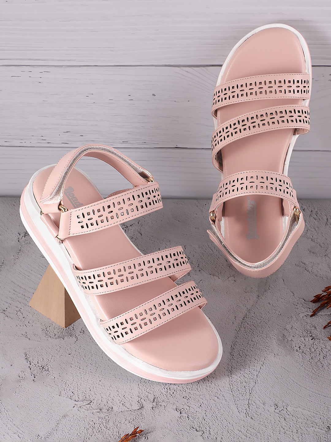 

The Roadster Lifestyle Co. Women Comfort Heels With Laser Cuts, Pink