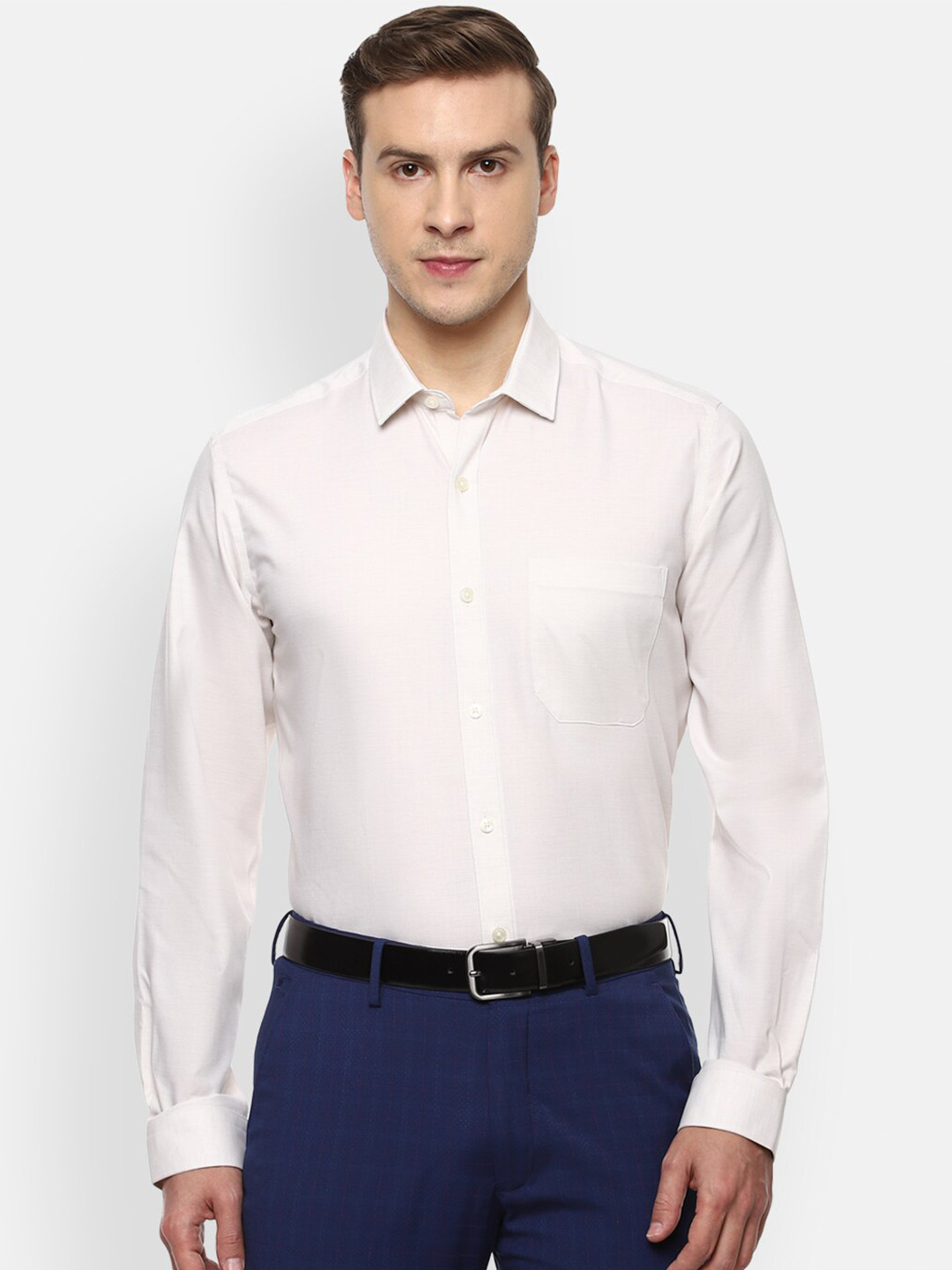 

Louis Philippe Men Beige Slim Fit Opaque Formal Shirt