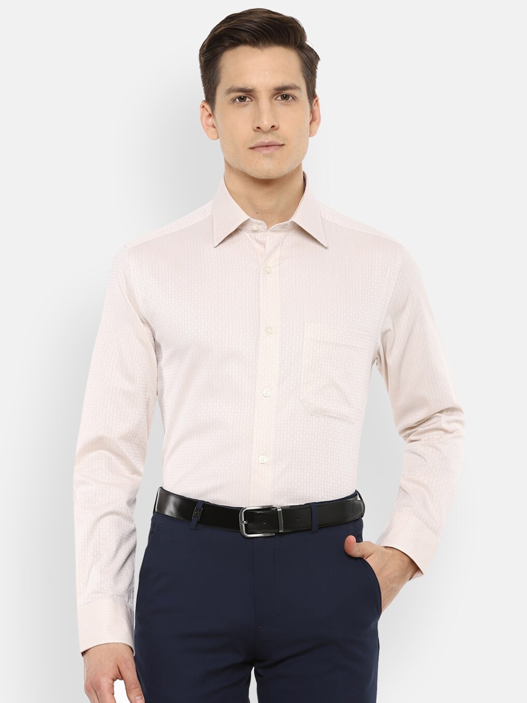 

Louis Philippe Men Beige Opaque Formal Shirt