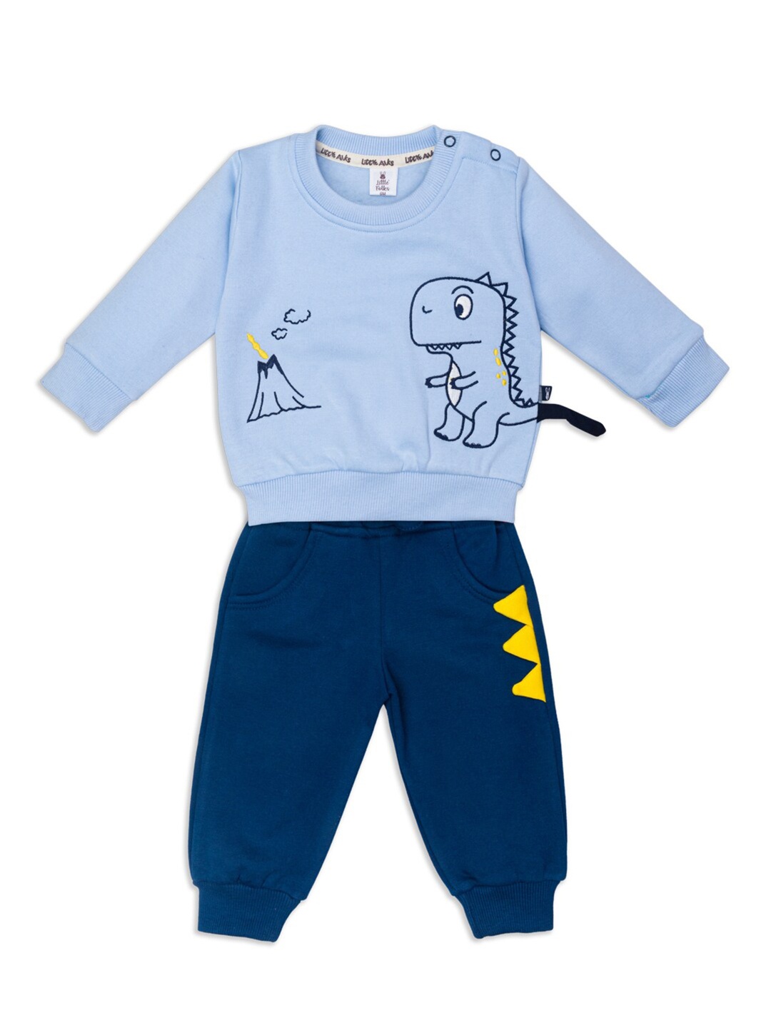 

Little Folks Unisex Kids Blue Printed Night Suit