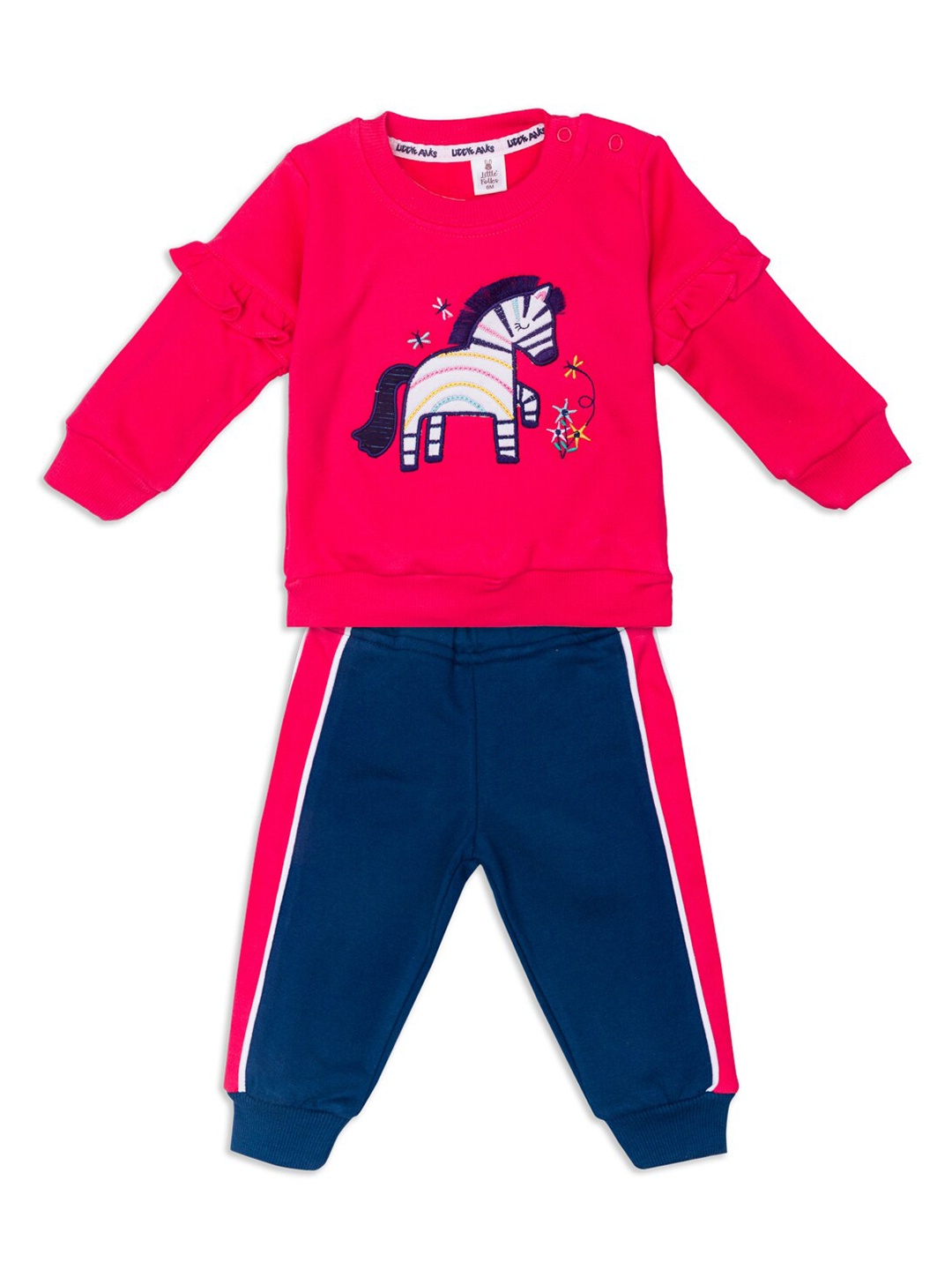 

Little Folks Kids Red & Blue Printed T-shirt with Trousers