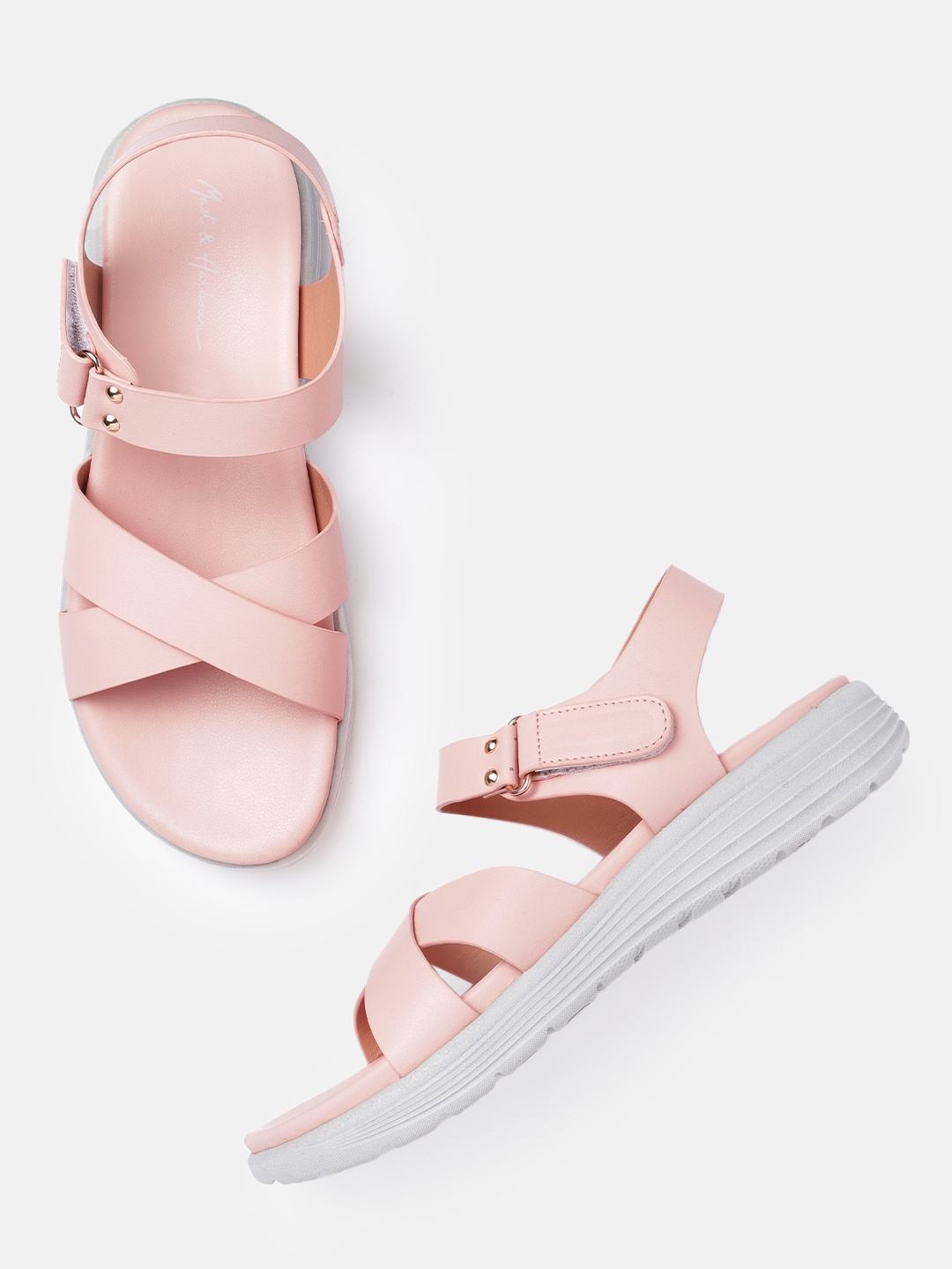 

Mast & Harbour Women Peach-Coloured Solid Open Toe Flats