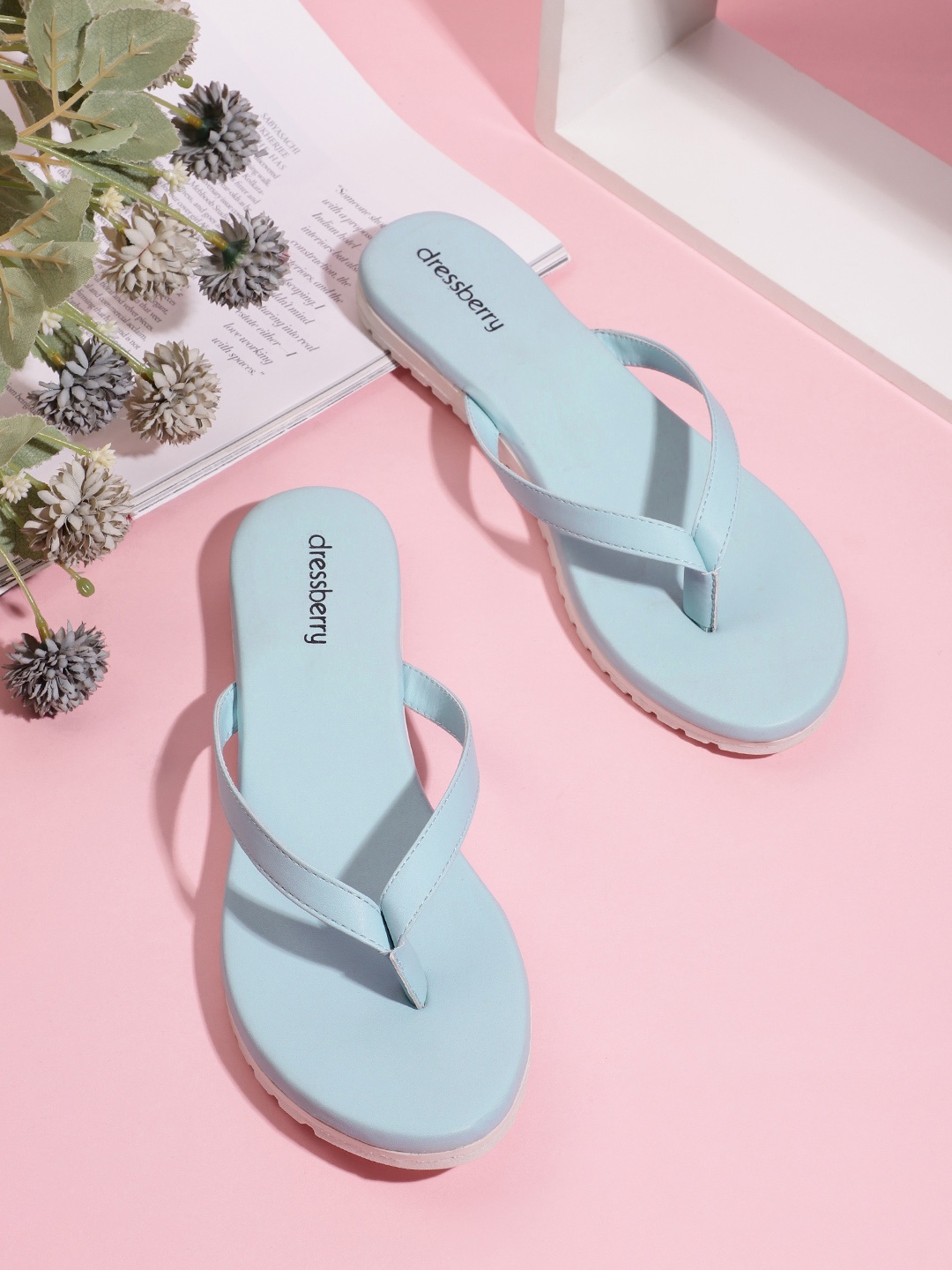

DressBerry Women Blue Solid Open Toe Flats