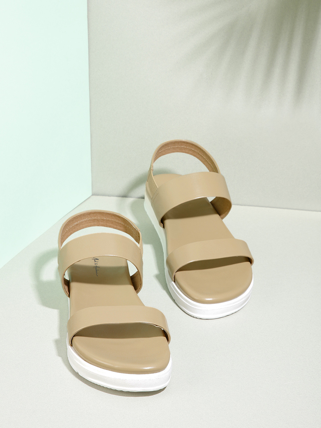 

Mast & Harbour Women Open Toe Flats, Beige