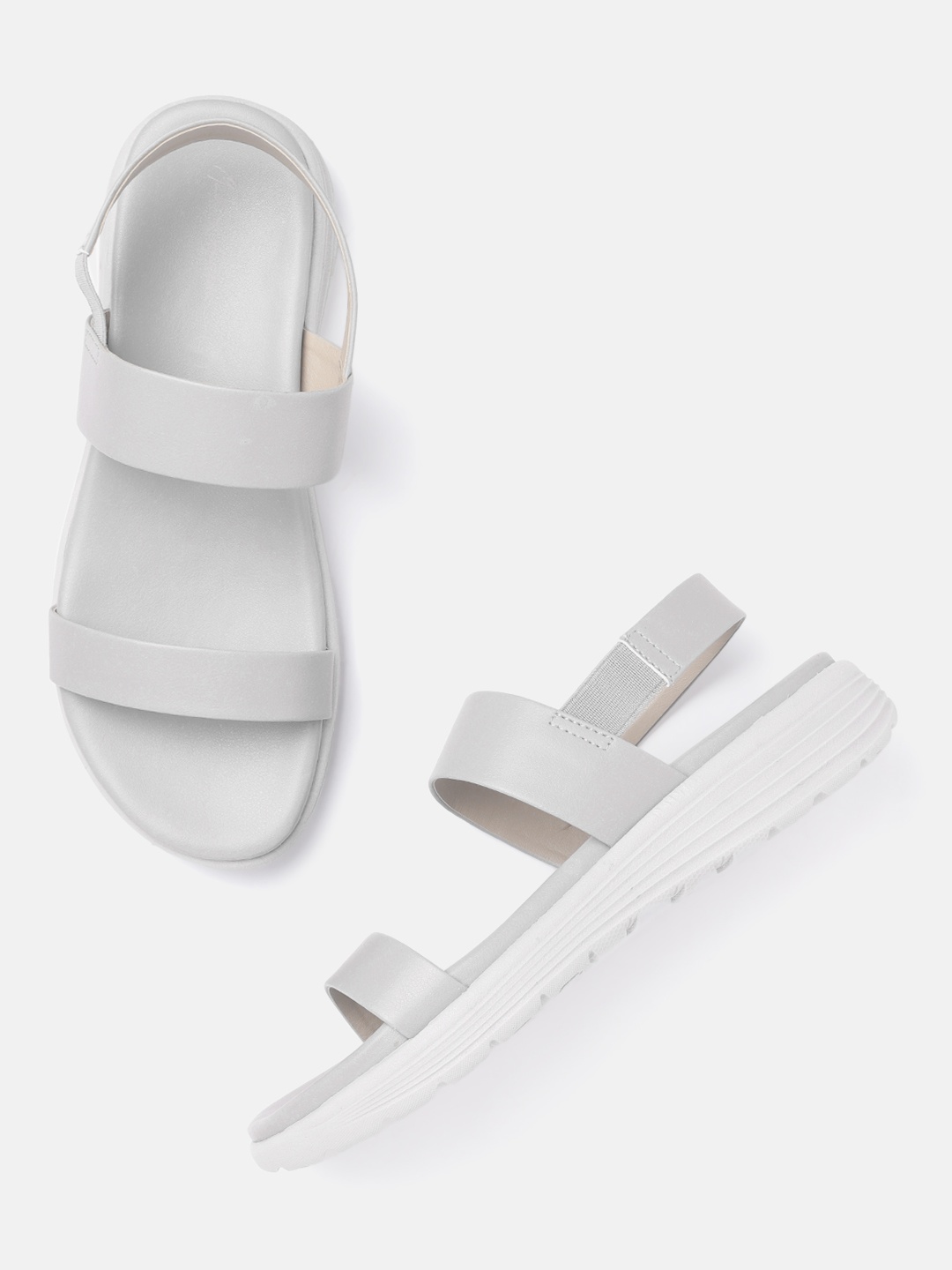 

Mast & Harbour Women Grey Solid Open Toe Flats