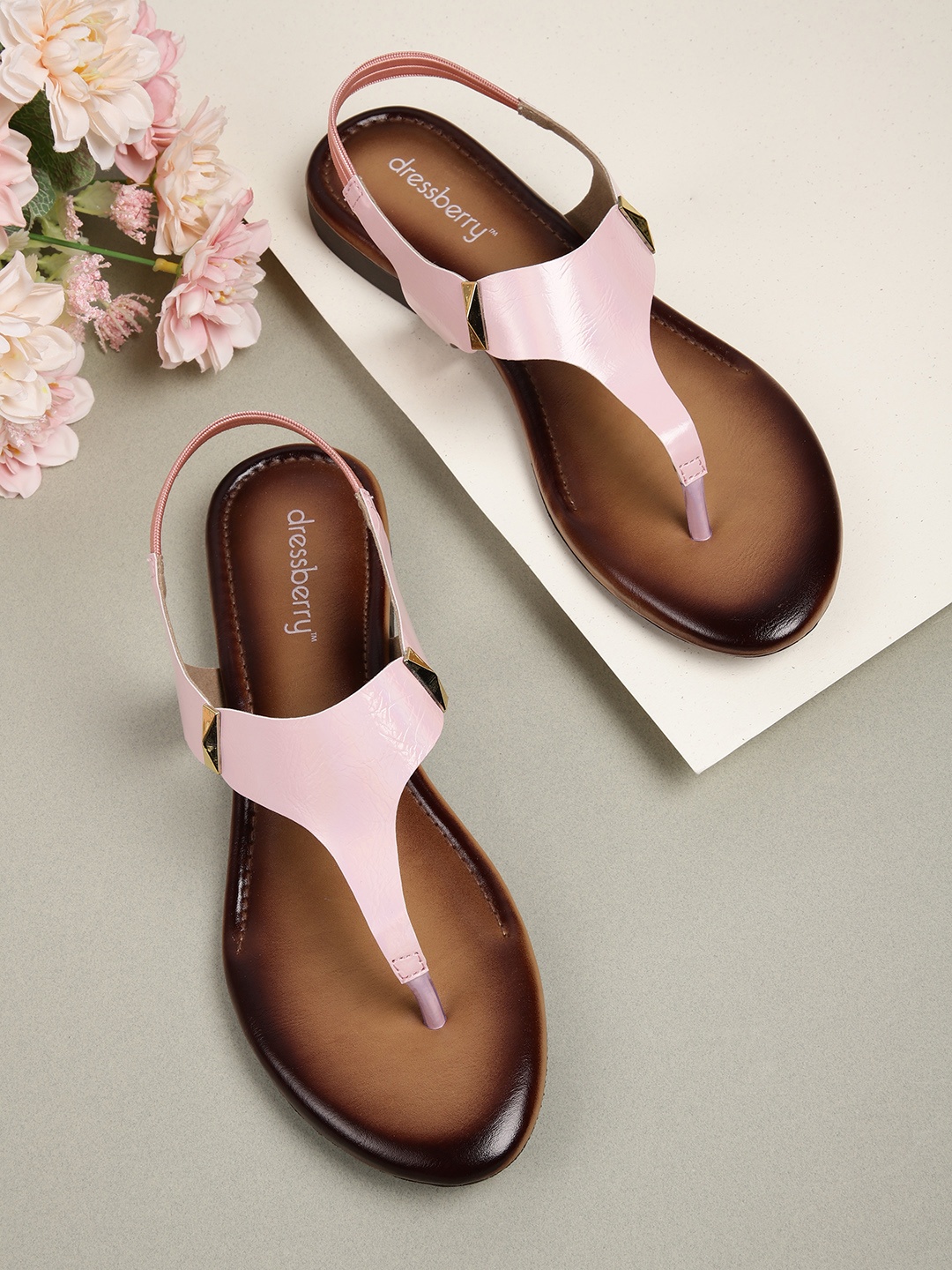 DressBerry Women T-Strap Flats, Pink