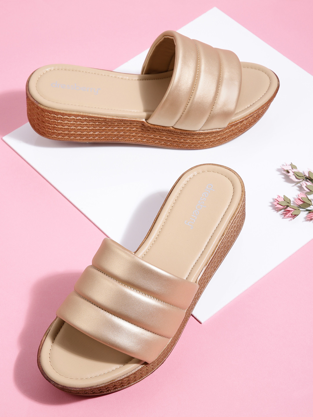 

DressBerry Rose Gold Solid Flatform Heels