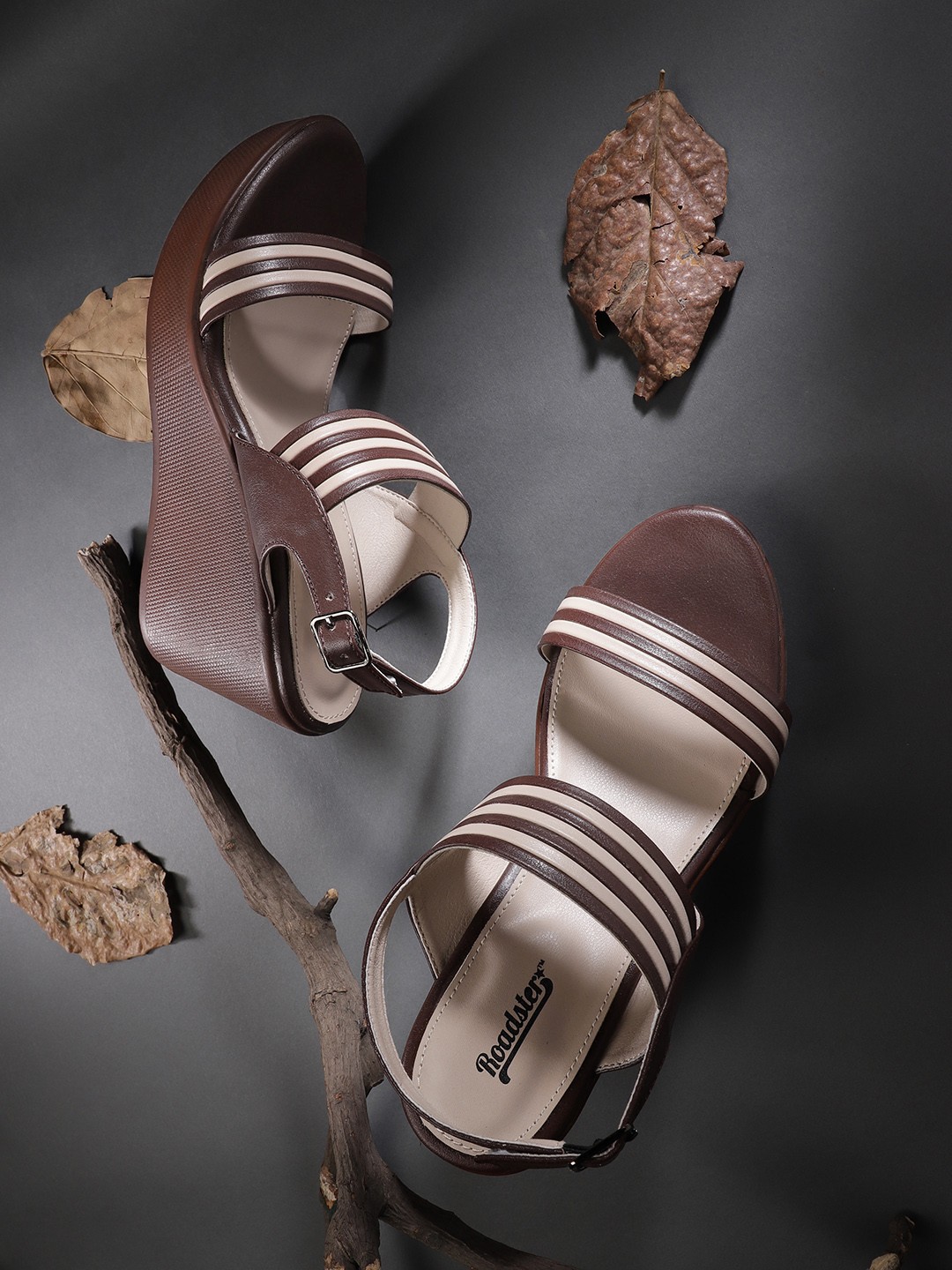 

Roadster Beige & Coffee Brown Striped Wedges