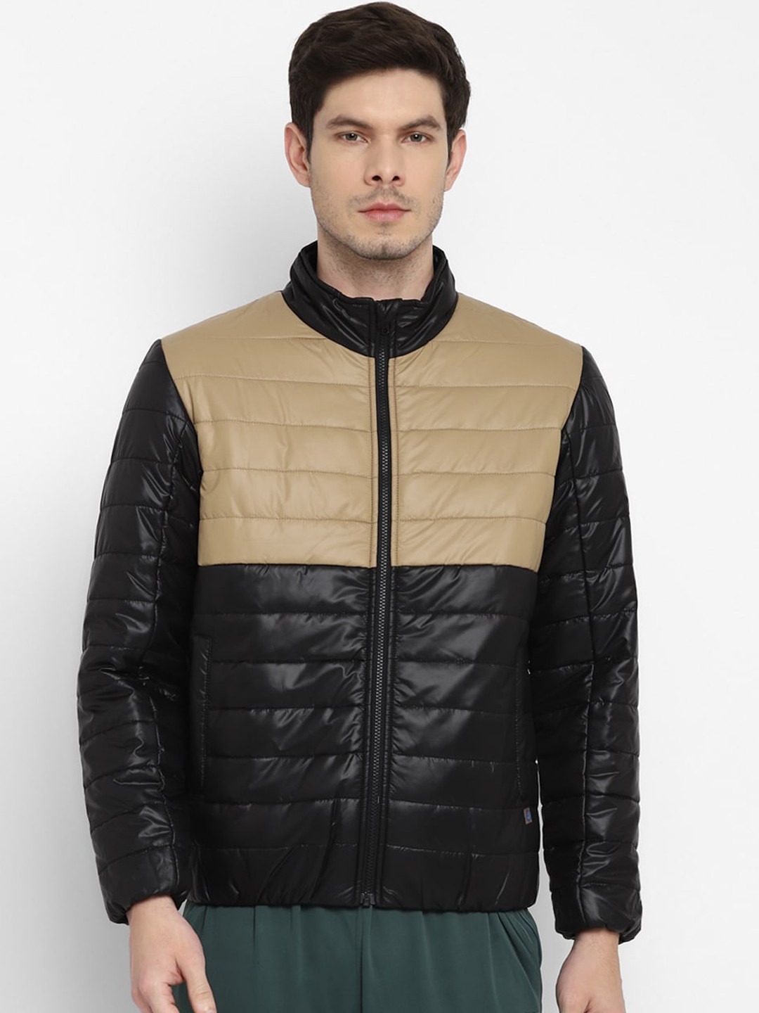 

FURO by Red Chief Men Black & Beige Colourblocked Water Resistant Padded Jacket