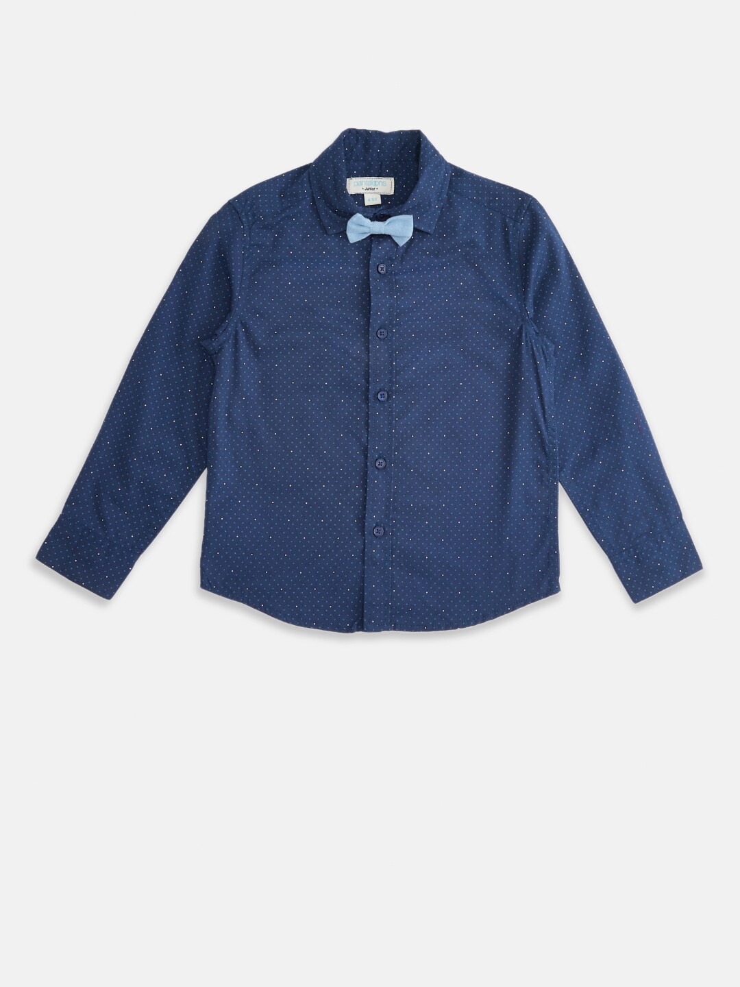 

Pantaloons Junior Boys Navy Blue Opaque Printed Party Shirt