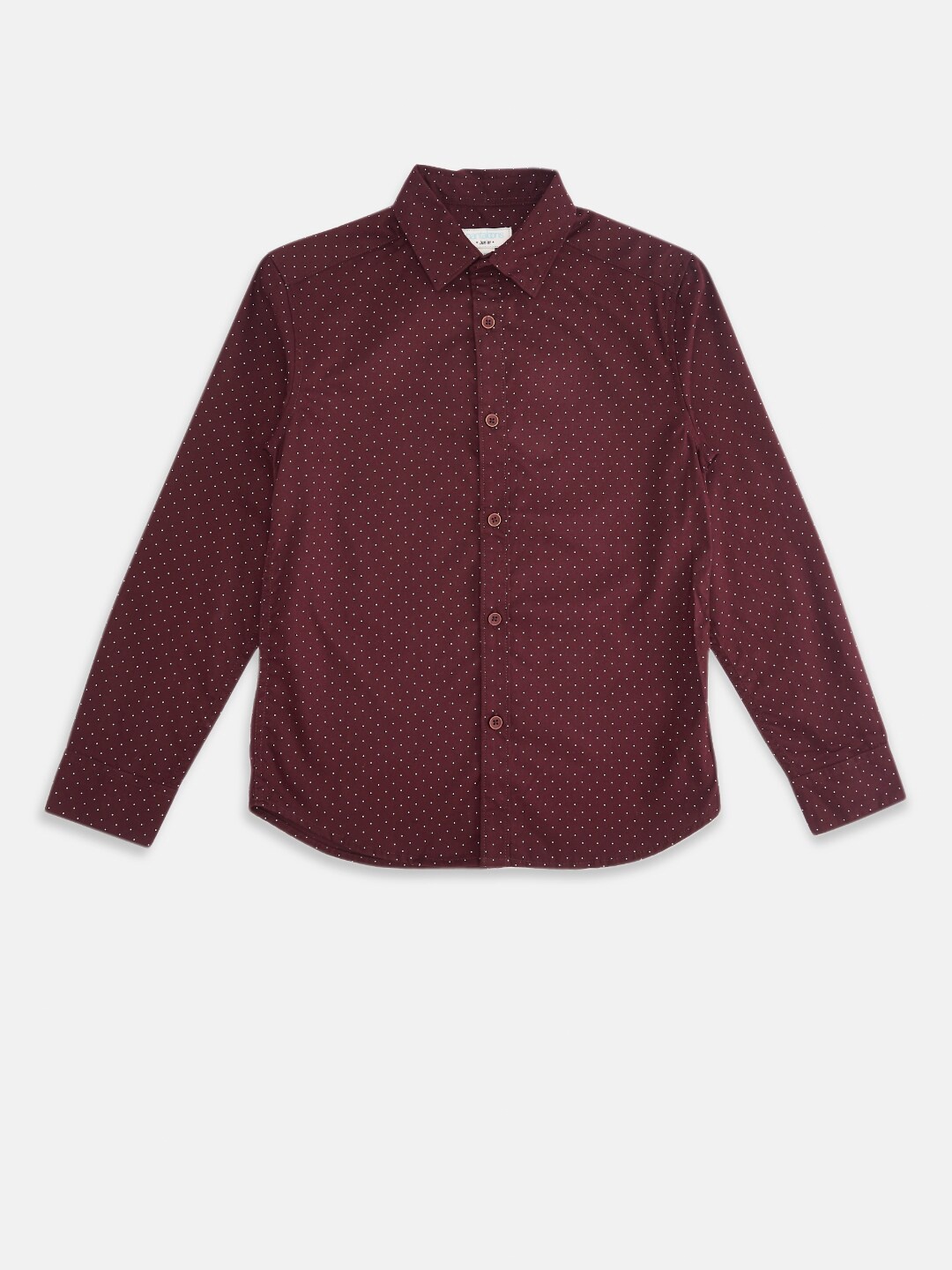 

Pantaloons Junior Boys Maroon Opaque Printed Party Shirt