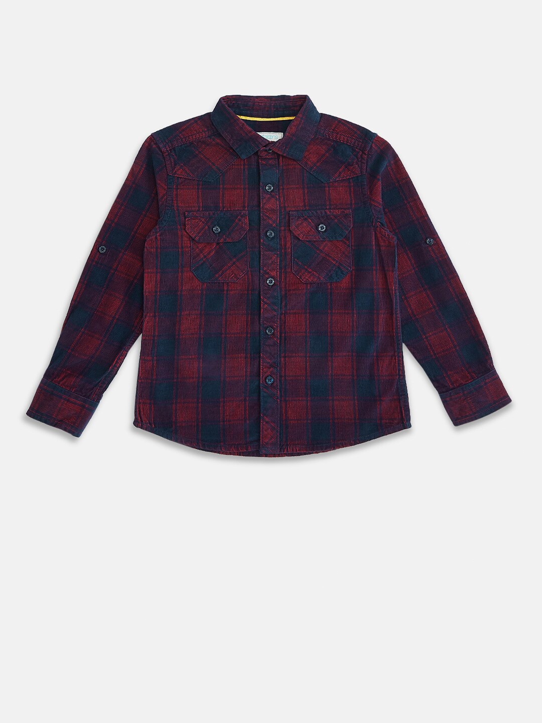 

Pantaloons Junior Boys Navy Blue & Maroon Tartan Checked Casual Shirt