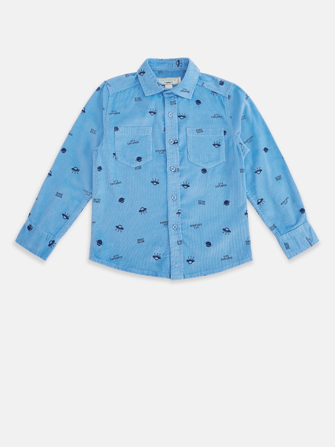 

Pantaloons Junior Boys Blue Opaque Printed Casual Shirt