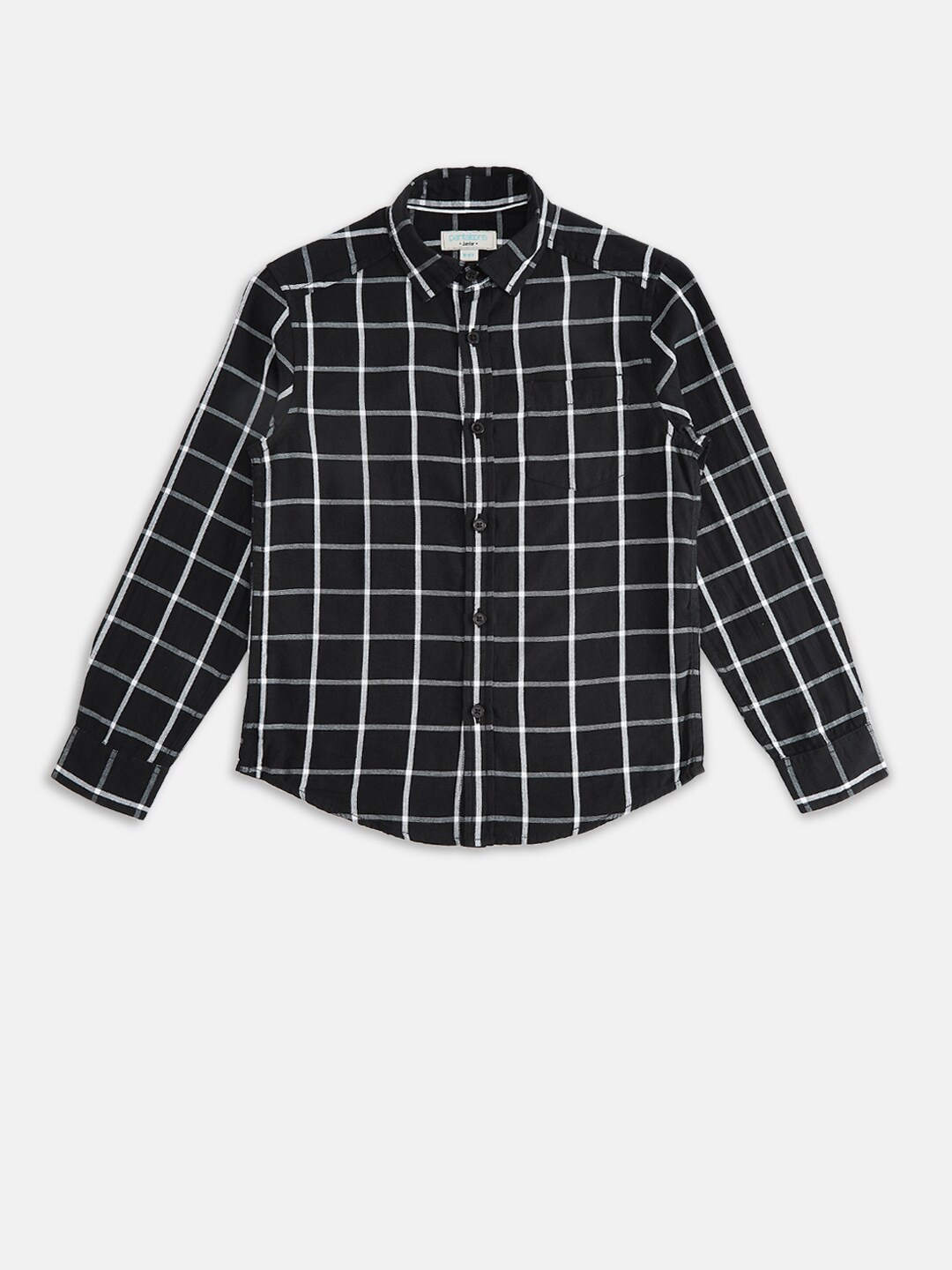

Pantaloons Junior Boys Black Windowpane Checks Opaque Checked Casual Shirt