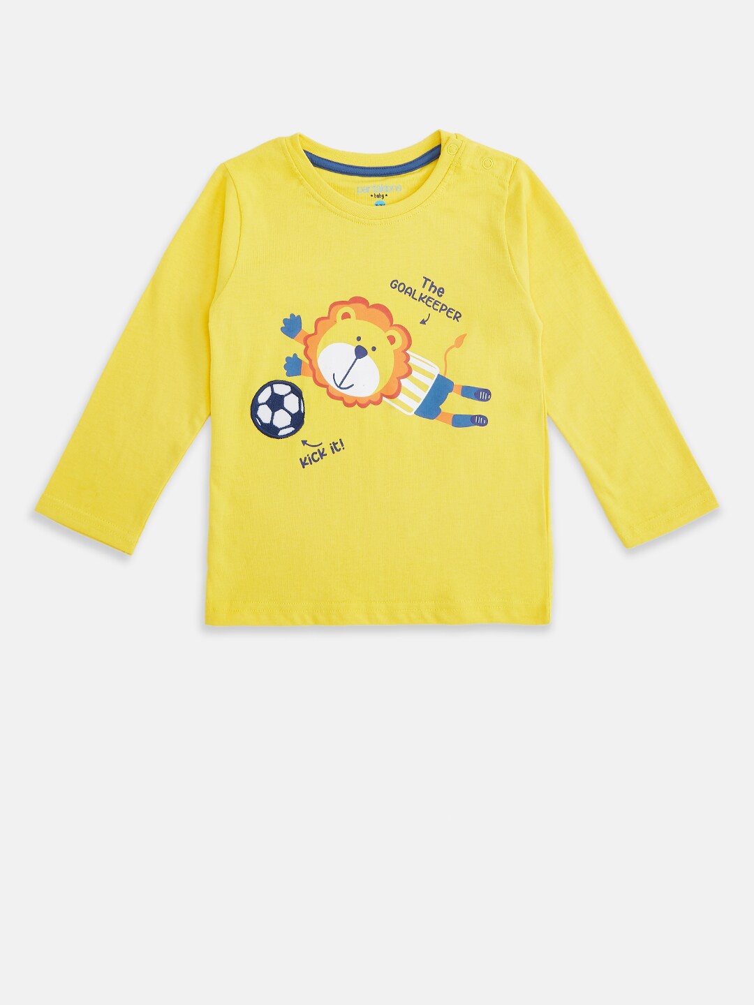 

Pantaloons Baby Boys Yellow Printed Applique T-shirt