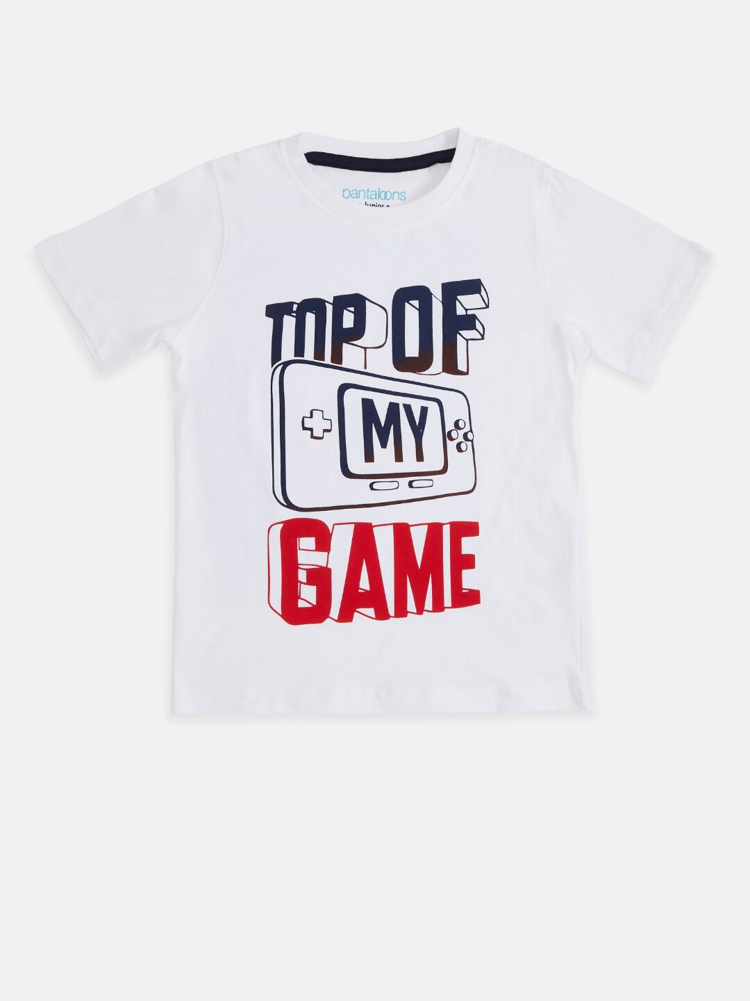 

Pantaloons Junior Boys White Typography Printed Applique T-shirt