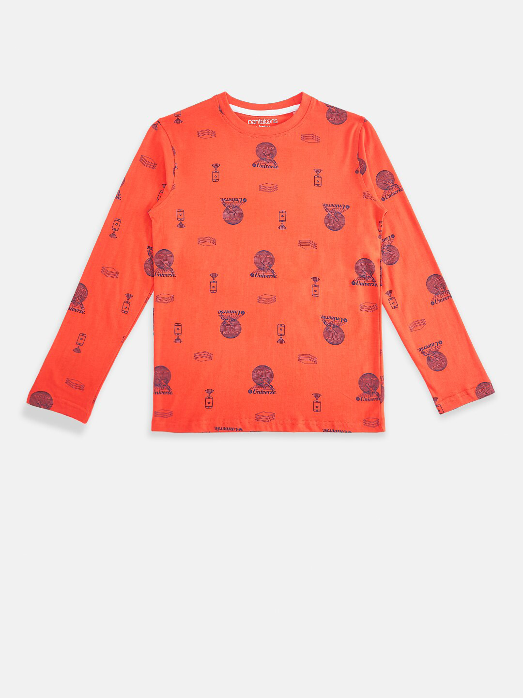 

Pantaloons Junior Boys Red & Blue Printed Pure Cotton T-shirt