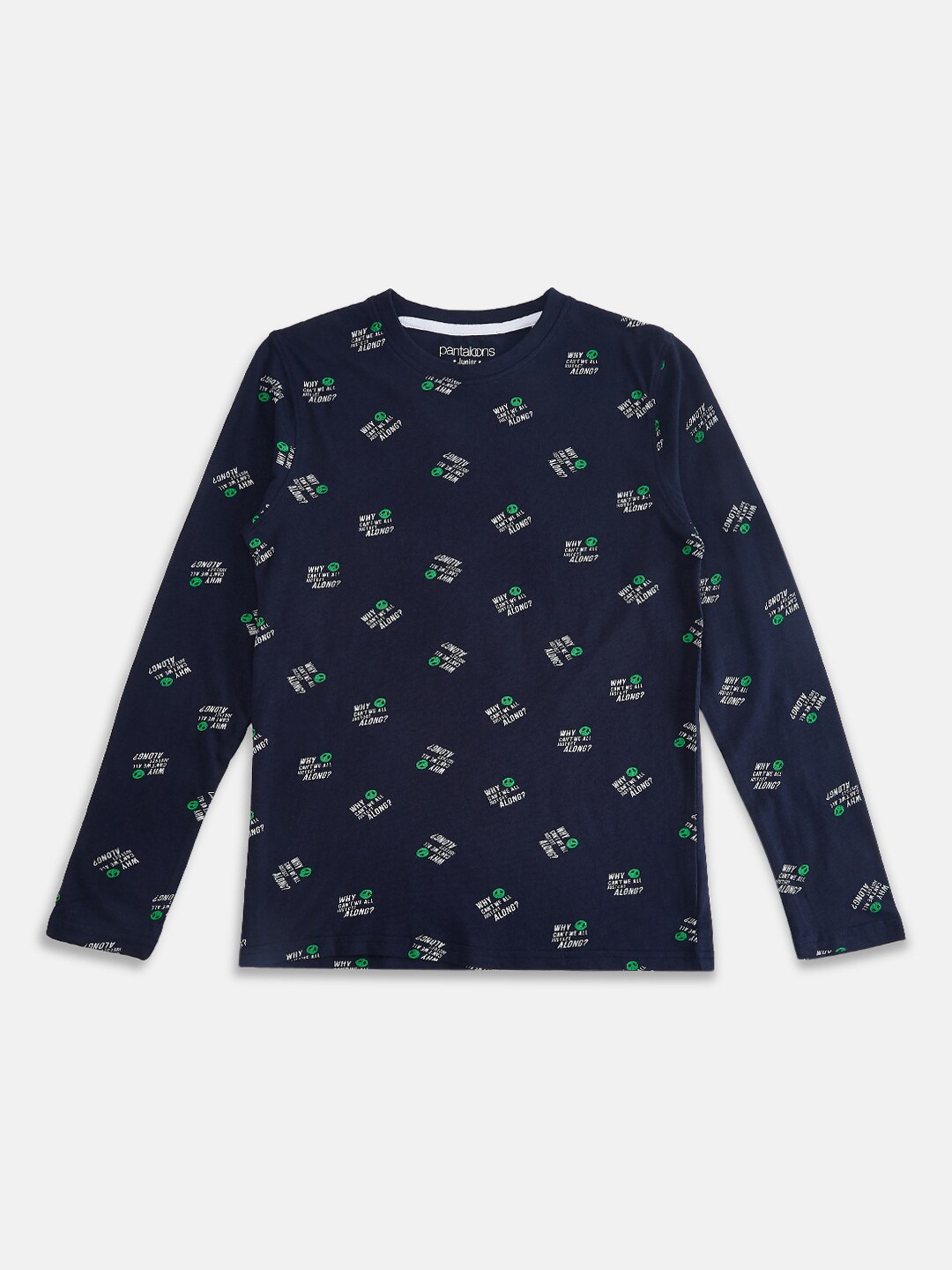 

Pantaloons Junior Boys Navy Blue & dark sapphire Printed Applique T-shirt