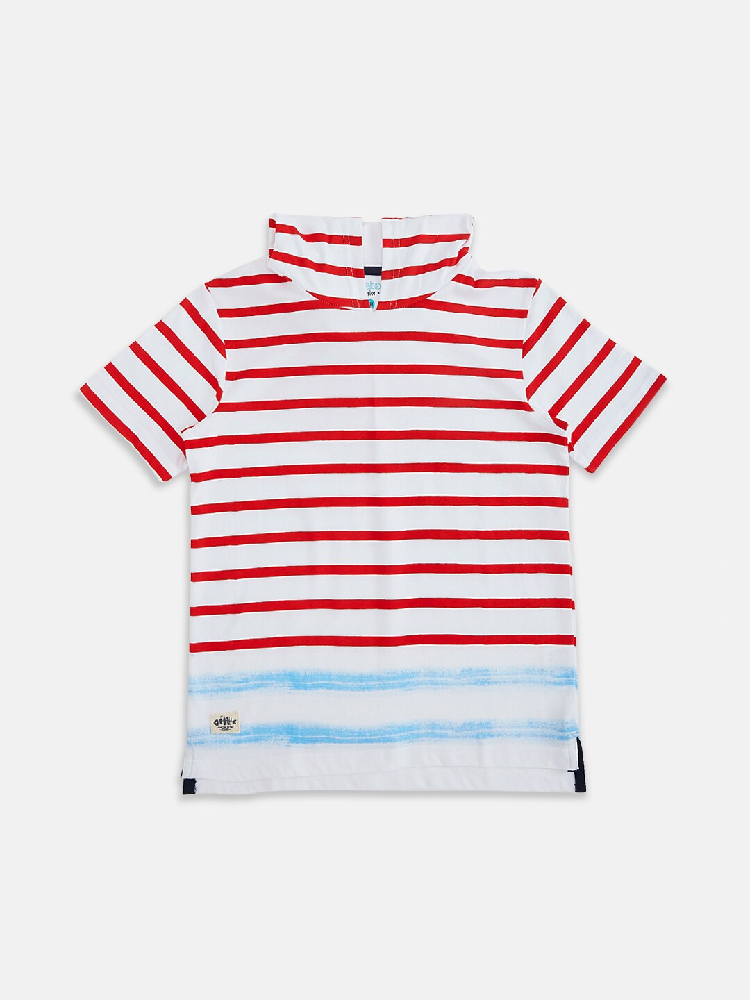 

Pantaloons Junior Boys Red Striped V-Neck Pockets T-shirt