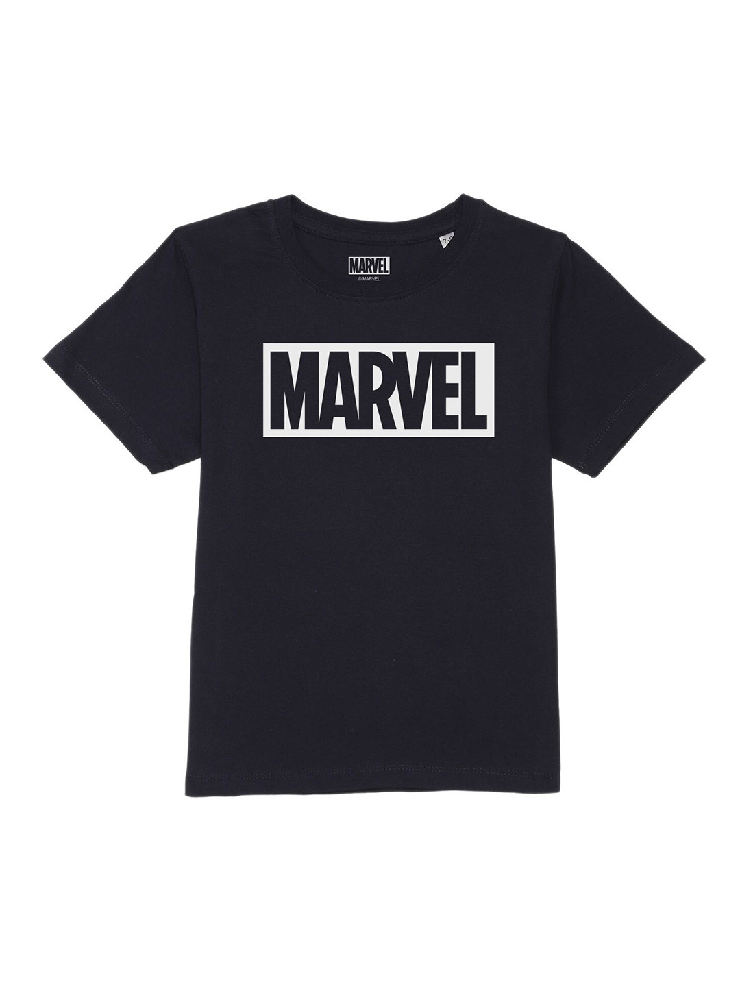 

Marvel by Wear Your Mind Boys Navy Blue Typography Applique T-shirt