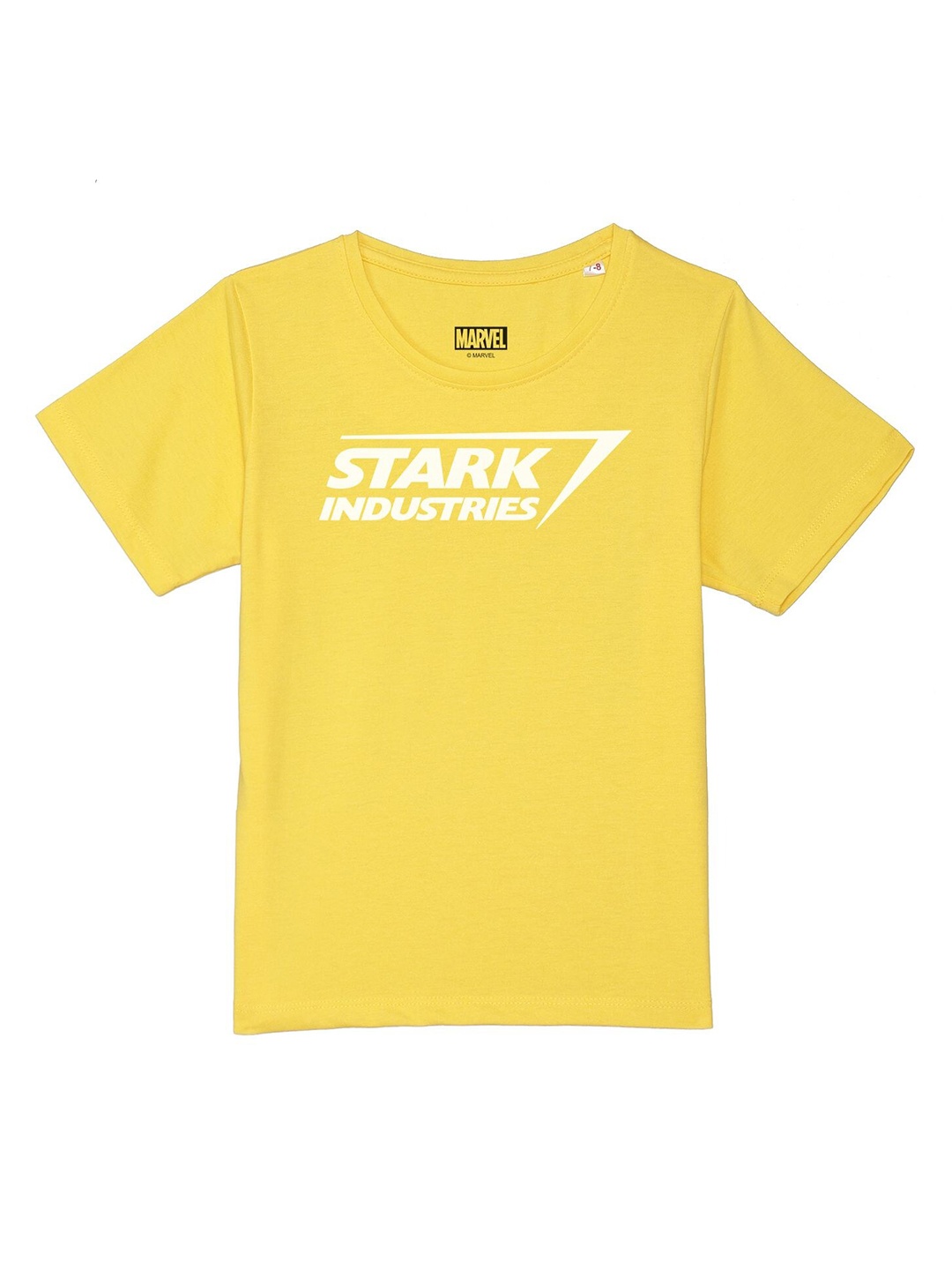 

Marvel by Wear Your Mind Boys Yellow Typography Printed Applique T-shirt