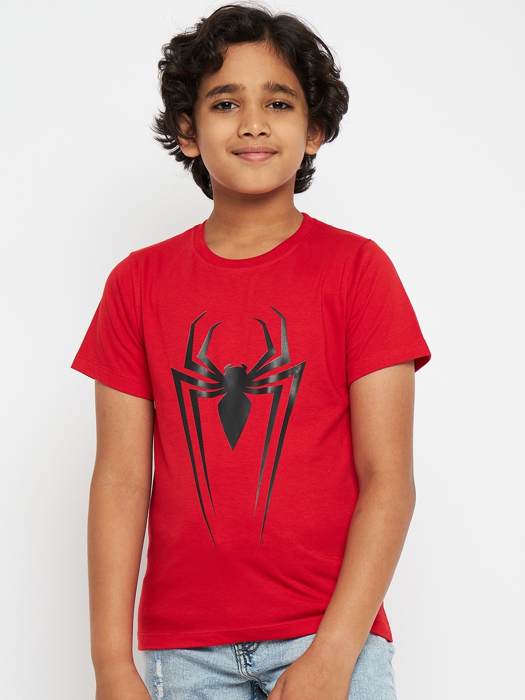 

Marvel by Wear Your Mind Boys Red Typography Printed Raw Edge T-shirt