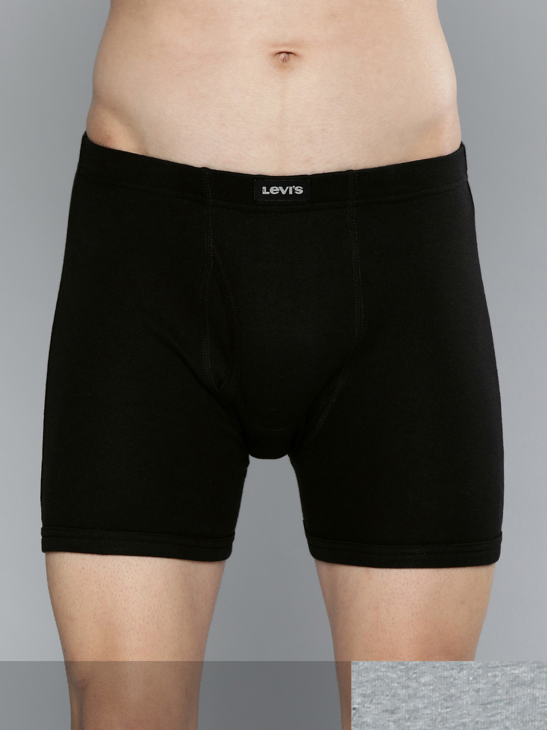 

Levis Men Pack Of 2 Solid Pure Cotton Trunks #010-BOXER BRIEF-LT GMEL/BLK-P2, Black