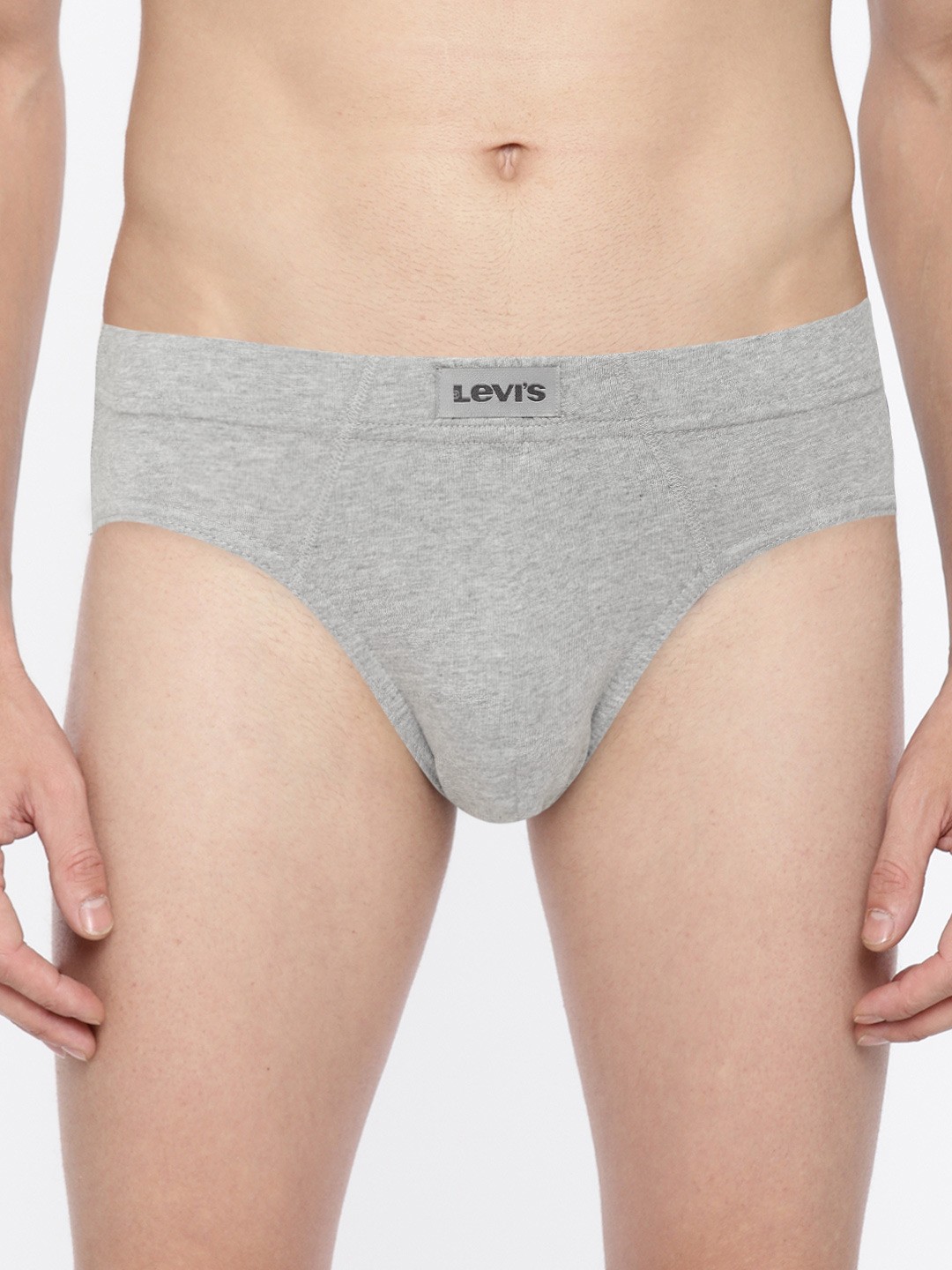 

Levis Men Grey Melange Solid Pure Cotton