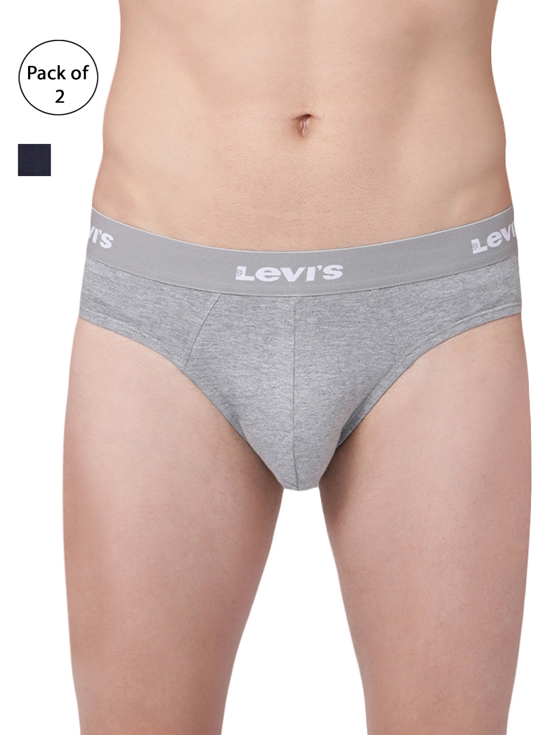 

Levis Men Pack of 2 Solid Pure Cotton Briefs BF-100CA-2PK-STYLE-009-267, Grey