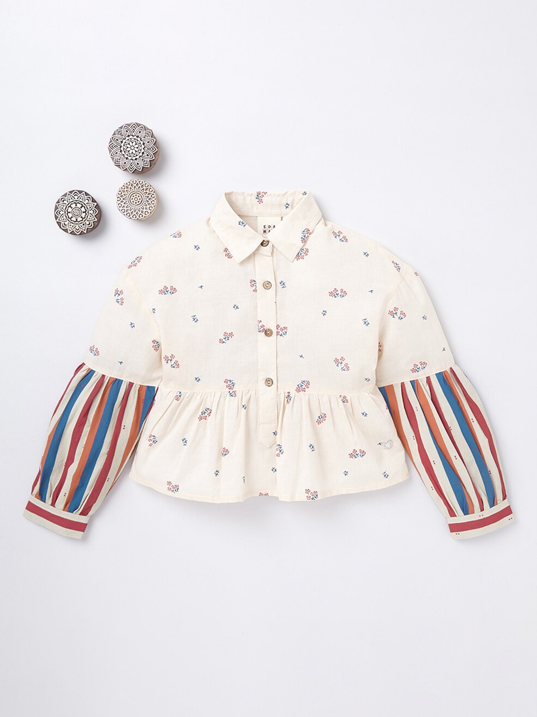 

Ed-a-Mamma Girls Cream-Coloured Shirt Style Top