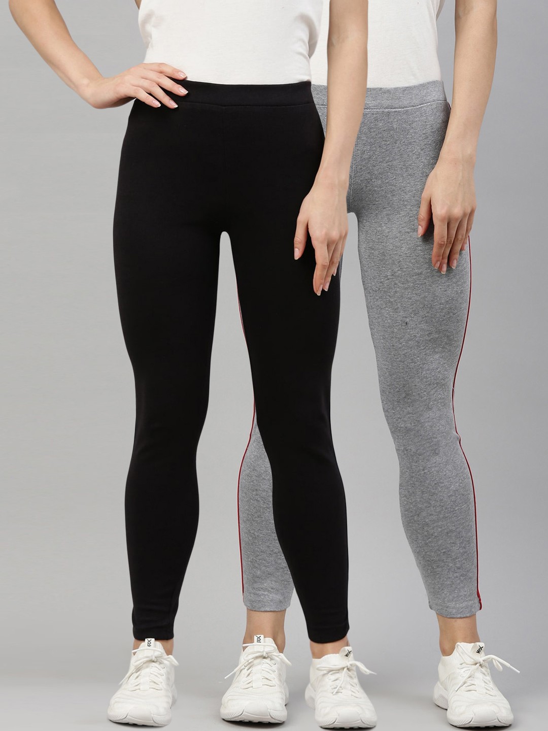 

GOLDSTROMS Pack of 2 Grey & Black Slim Fit Track Pants