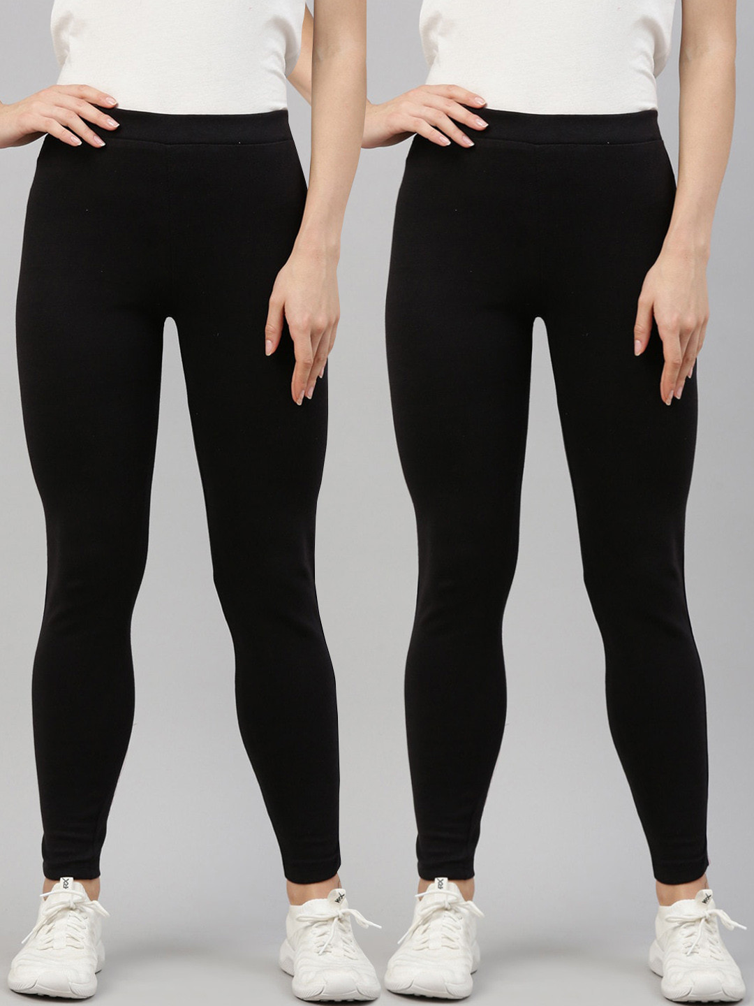 

GOLDSTROMS Women Black Pack of 2 Solid Cotton Tights