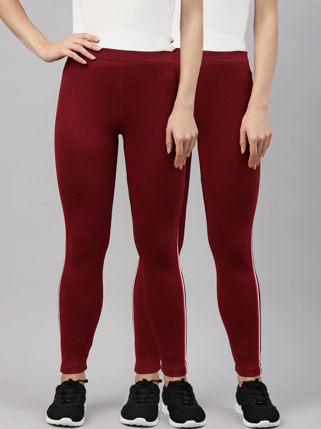 

GOLDSTROMS Pack of 2 Women Maroon Solid Track Pants