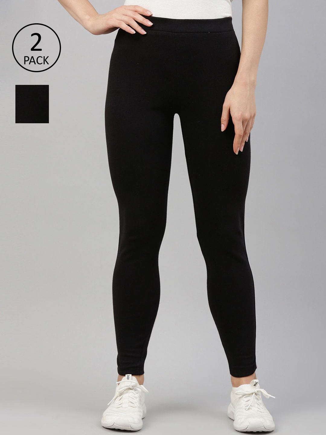 

GOLDSTROMS Pack of 2 Women Black Solid Track Pants