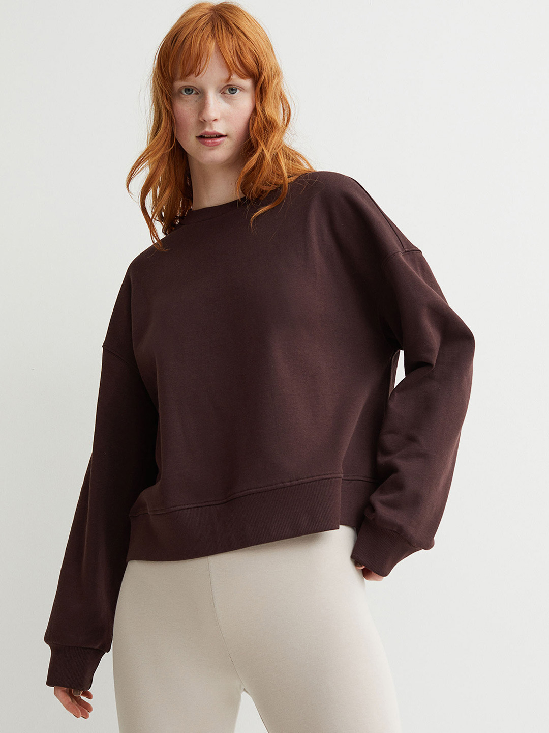 

H&M Women Brown Solid Sweatshirt