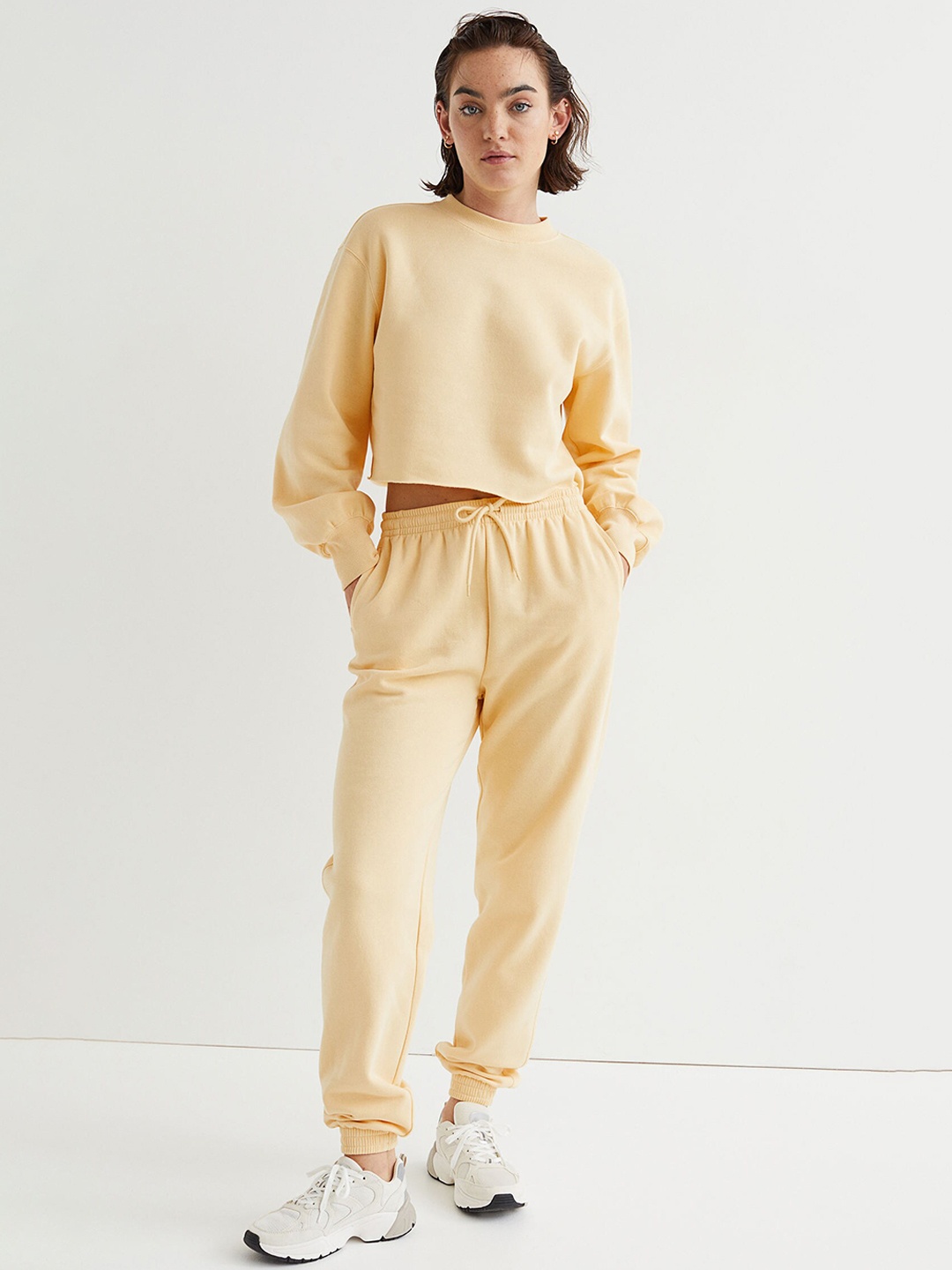 

H&M Women Yellow Solid High-Waisted Joggers