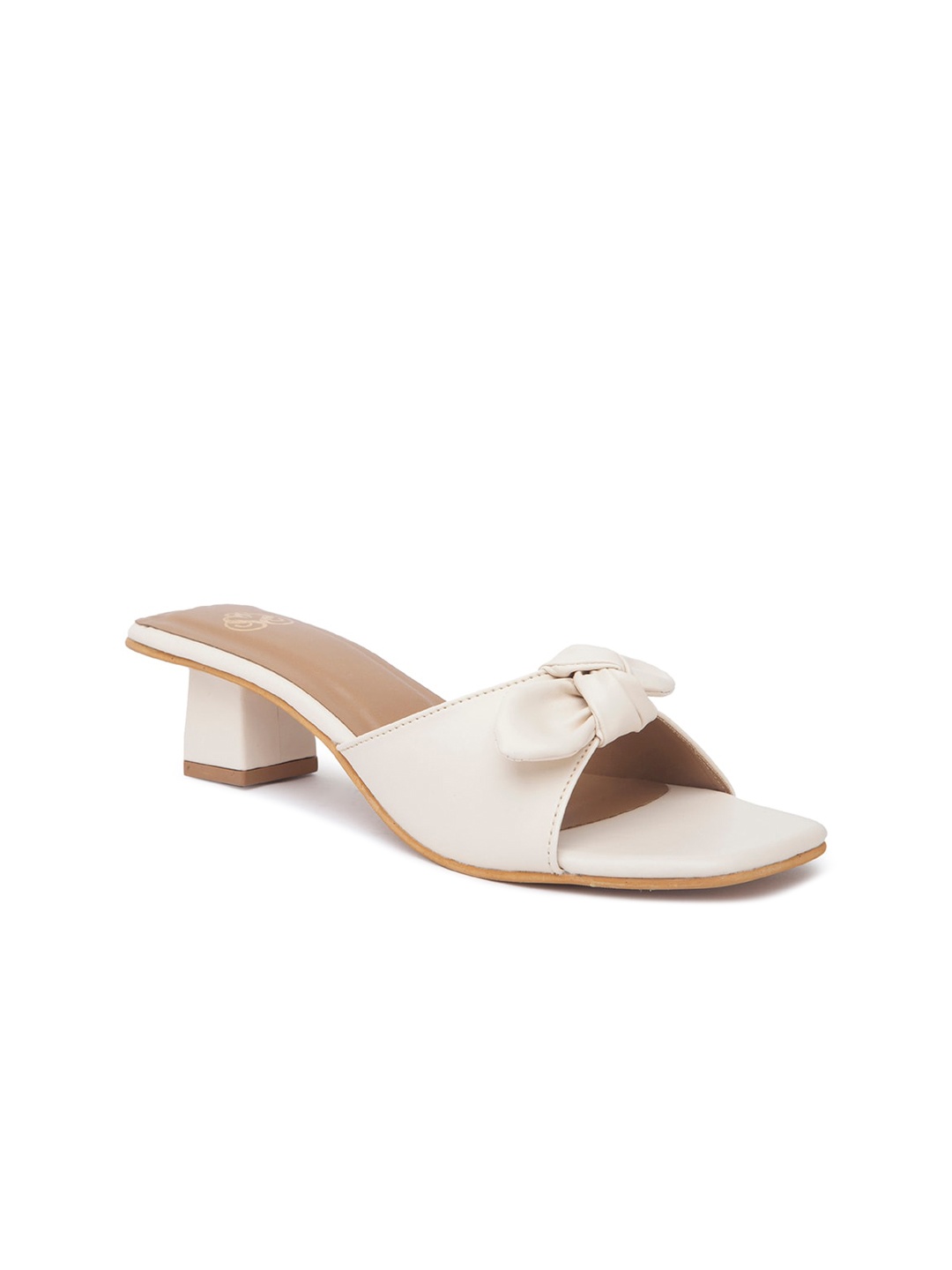 

Sole To Soul Beige Block Mules with Bows