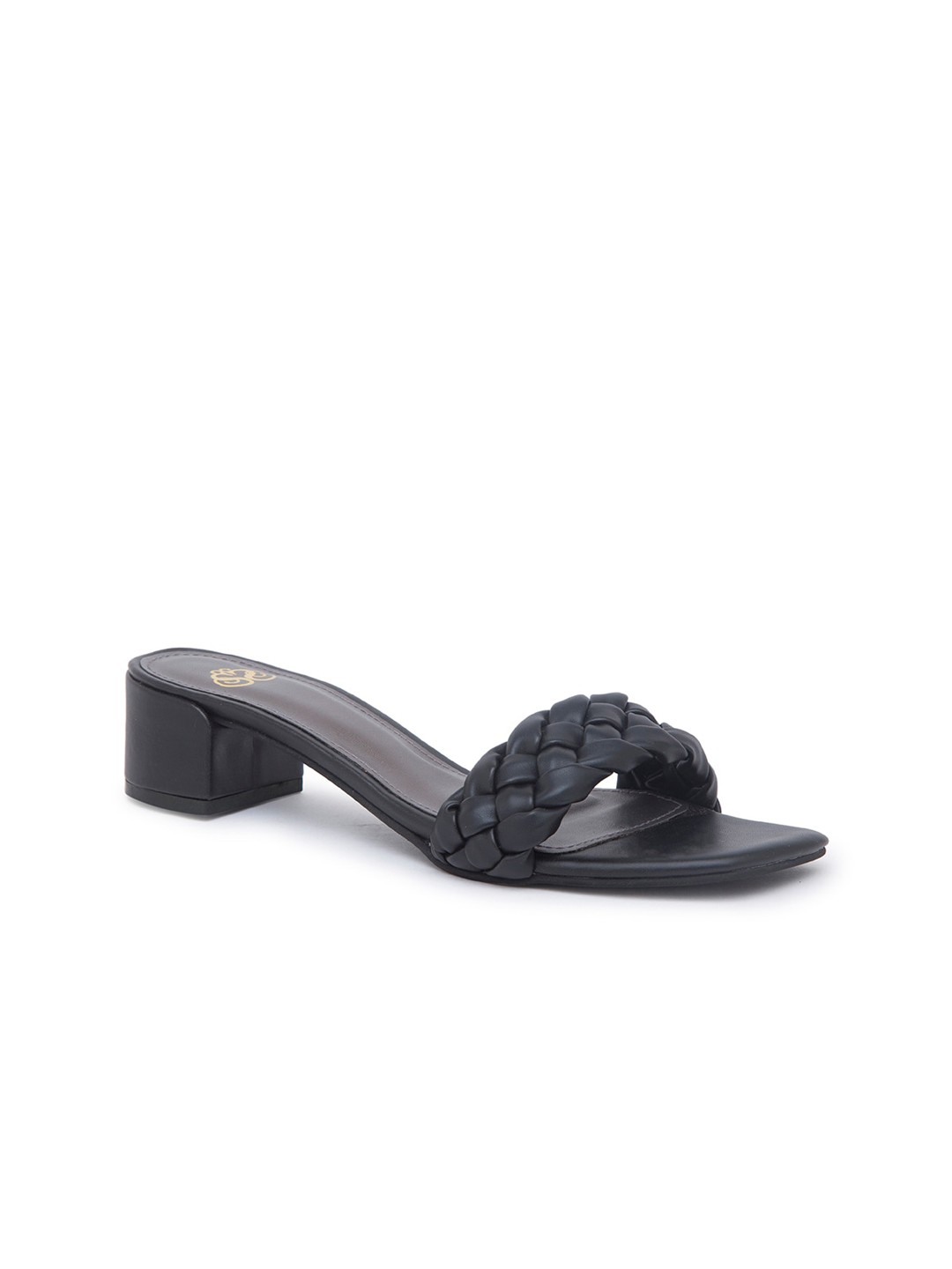 

Sole To Soul Black Woven Design Block Sandals