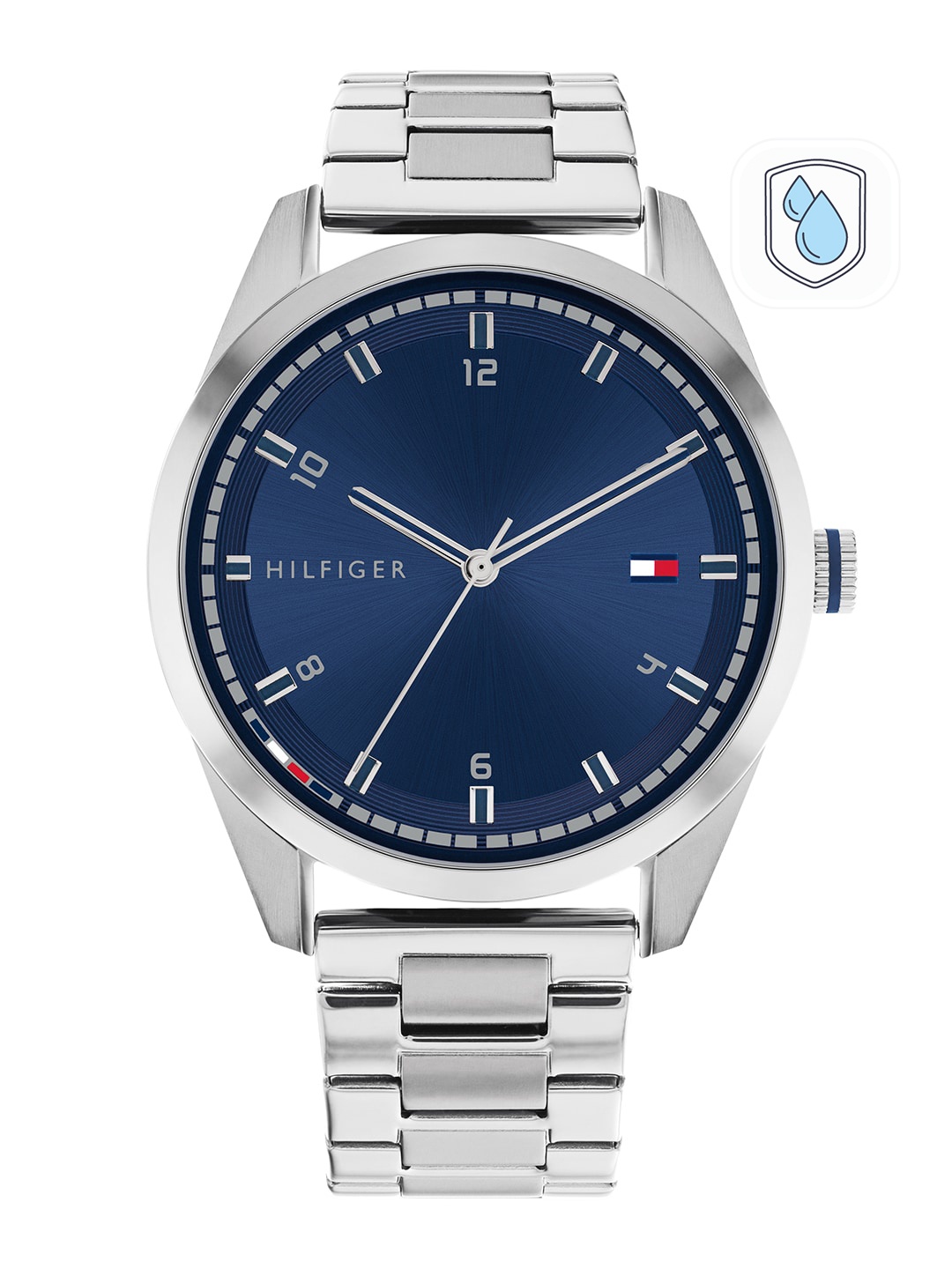 

Tommy Hilfiger Men Blue Dial & Silver Toned Stainless Steel Bracelet Style Straps Analogue Watch, Navy blue