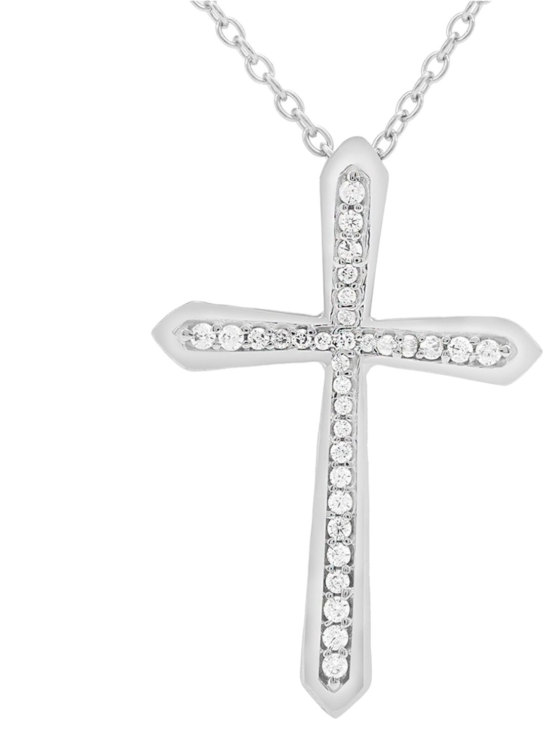

LA SOULA 925 Sterling Silver Rhodium-Plated White CZ-Studded Pendant With Chain