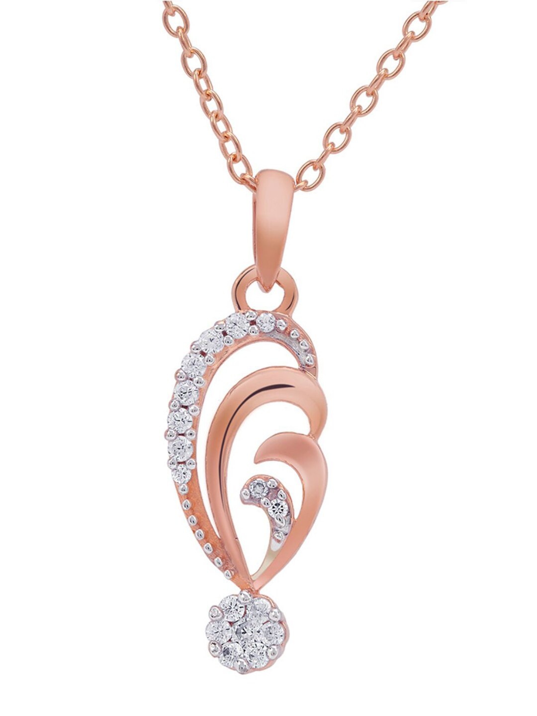 

LA SOULA 925 Sterling Silver Rose Gold-Plated White CZ-Studded Pendant With Chain