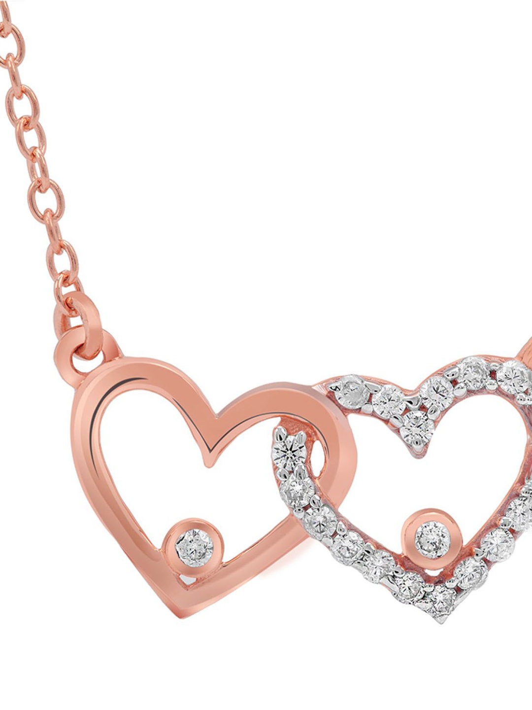 

LA SOULA Rose Gold-Plated & White CZ Studded Pendant With Chain