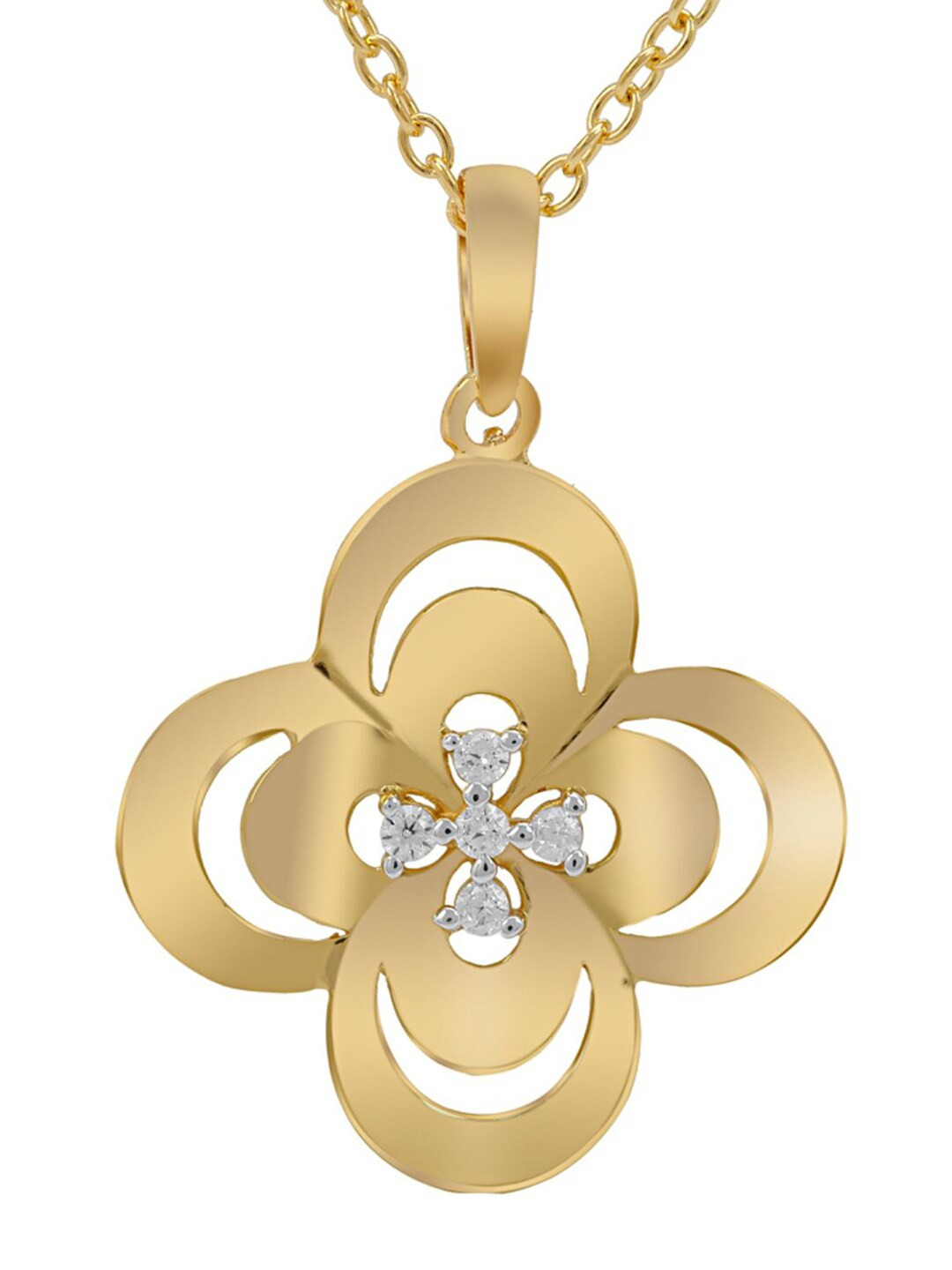 

LA SOULA Gold-Plated & Yellow CZ Studded Pendant With Chain