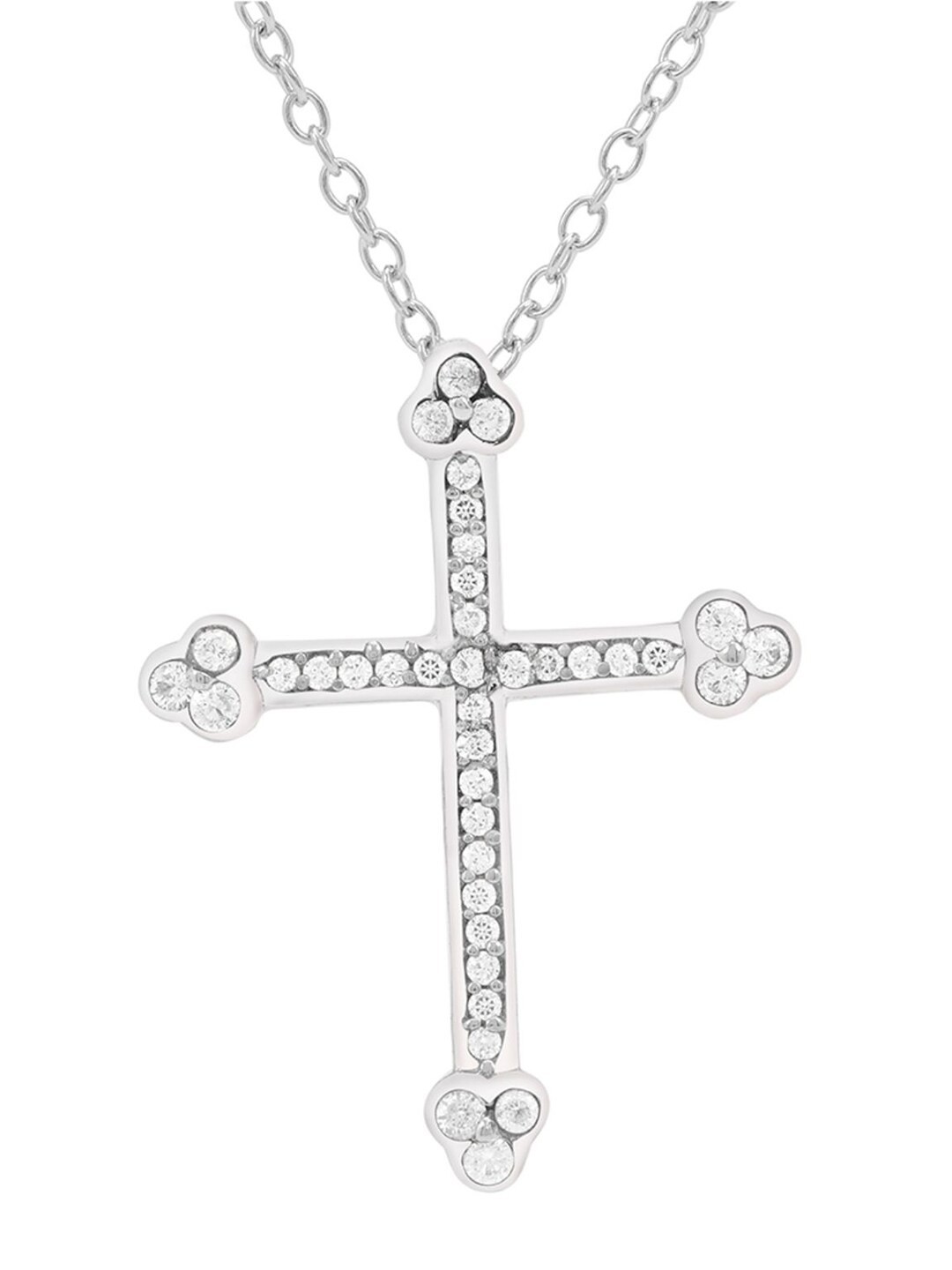 

LA SOULA 925 Sterling Silver Rhodium-Plated & White CZ-Studded Pendant With Chain