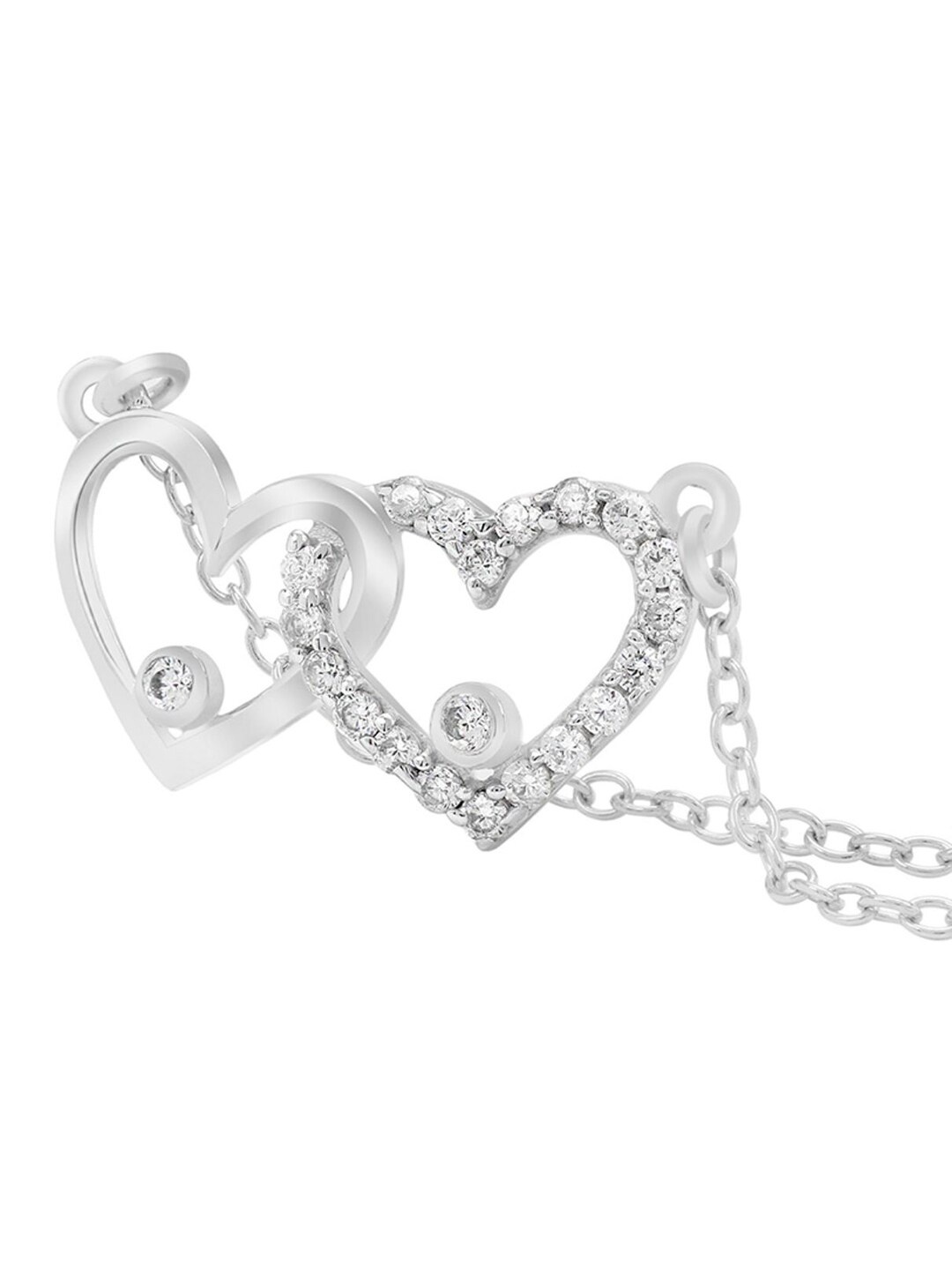

LA SOULA 925 Sterling Silver Rhodium-Plated White CZ-Studded Pendant With Chain
