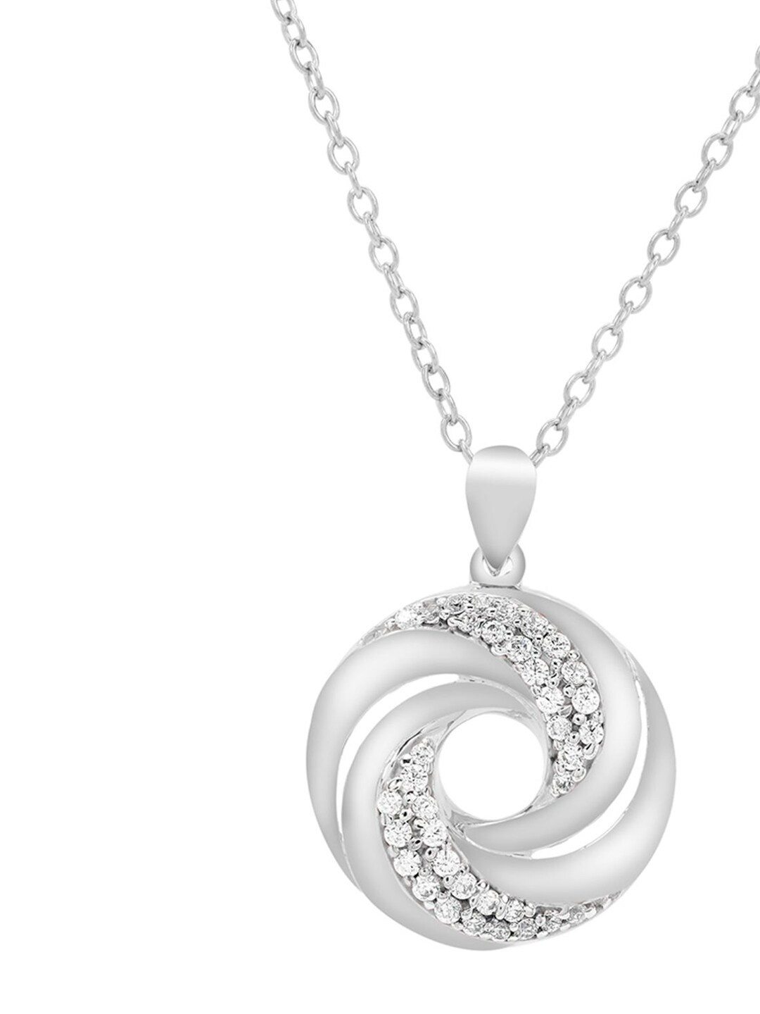 

LA SOULA Silver Toned & White Sterling Silver Rhodium-Plated Pendant