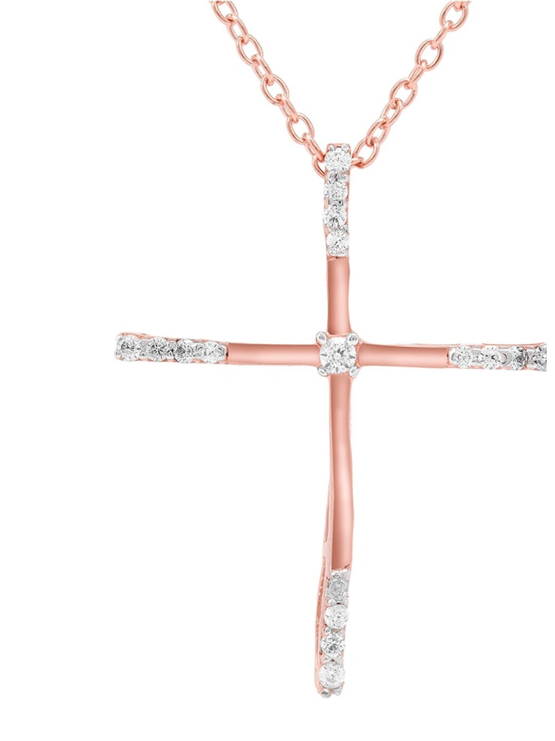 

LA SOULA 925 Sterling Silver Rose Gold-Plated White CZ-Studded Pendant With Chain