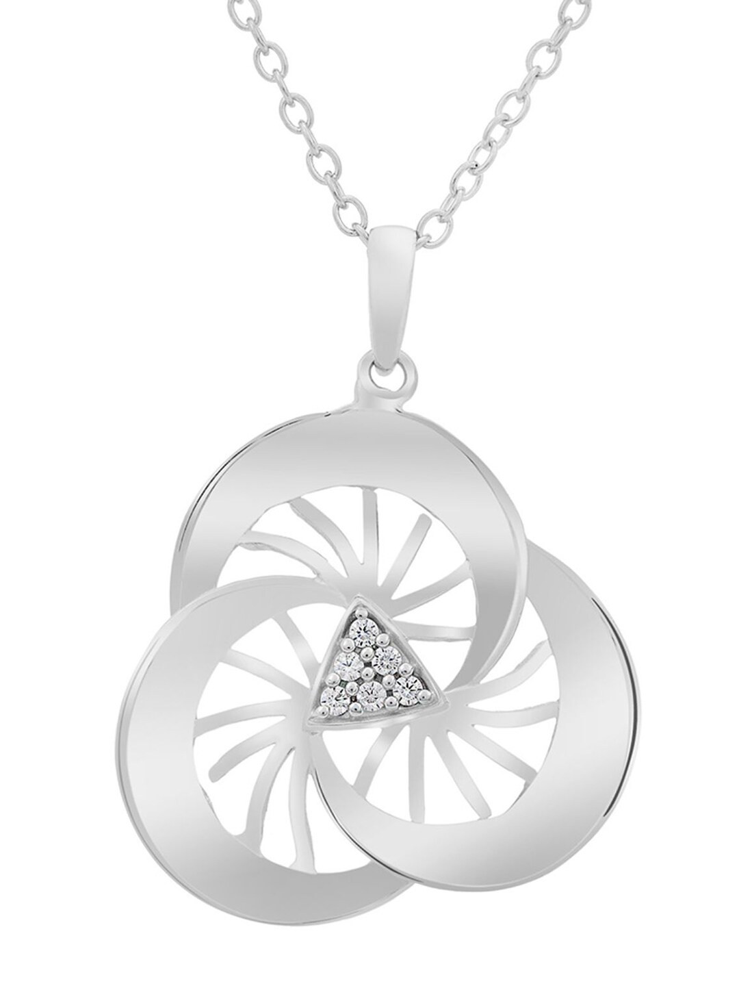 

LA SOULA 925 Sterling Silver Rhodium Plated & White CZ Stone Studded Pendant With Chain